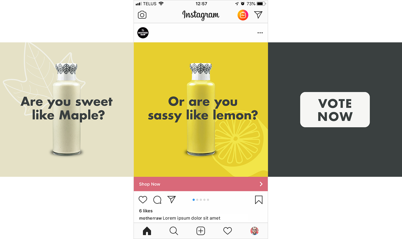 Instagram ad for Mother Raw 20th flavour campaign.