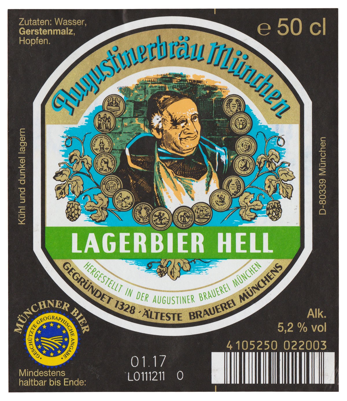 Augustiner Lager Bier Hell Label Hop A Beer Label Archive