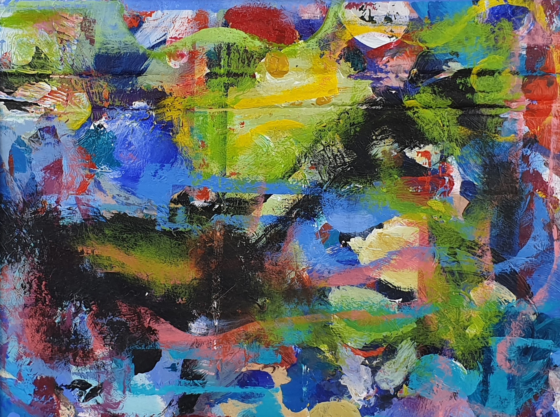 Reflection On The Lake, Acrylic on Card, 51 x 40, 2019