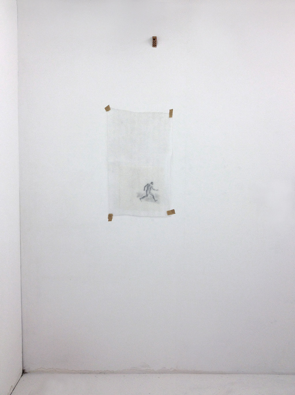 installation view: plastic, paper, graphite, wood