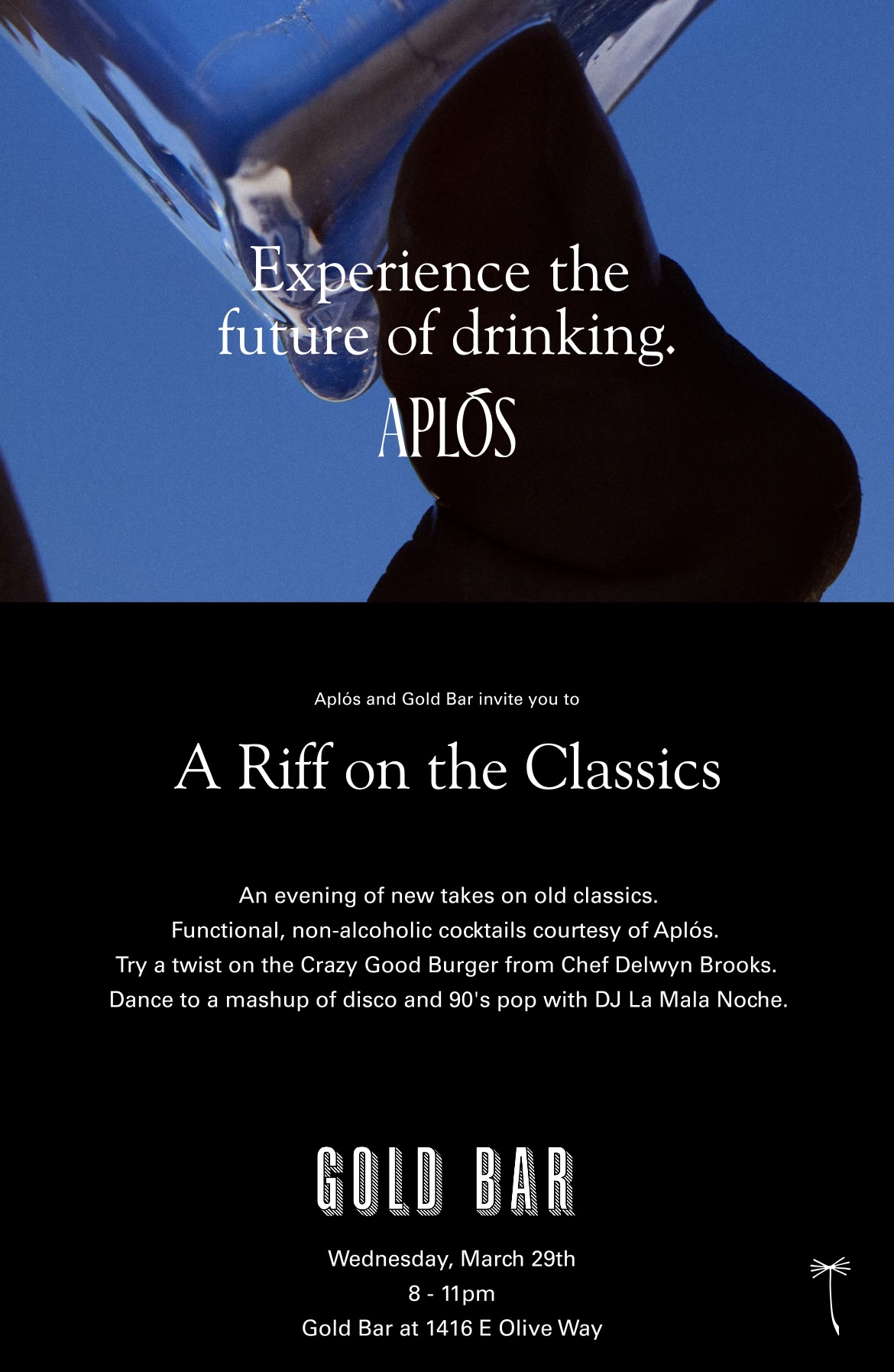 wed 3/29: Seattle cocktail week party sponsored by Aplós. DJ La Mala Noche, 8pm-11pm