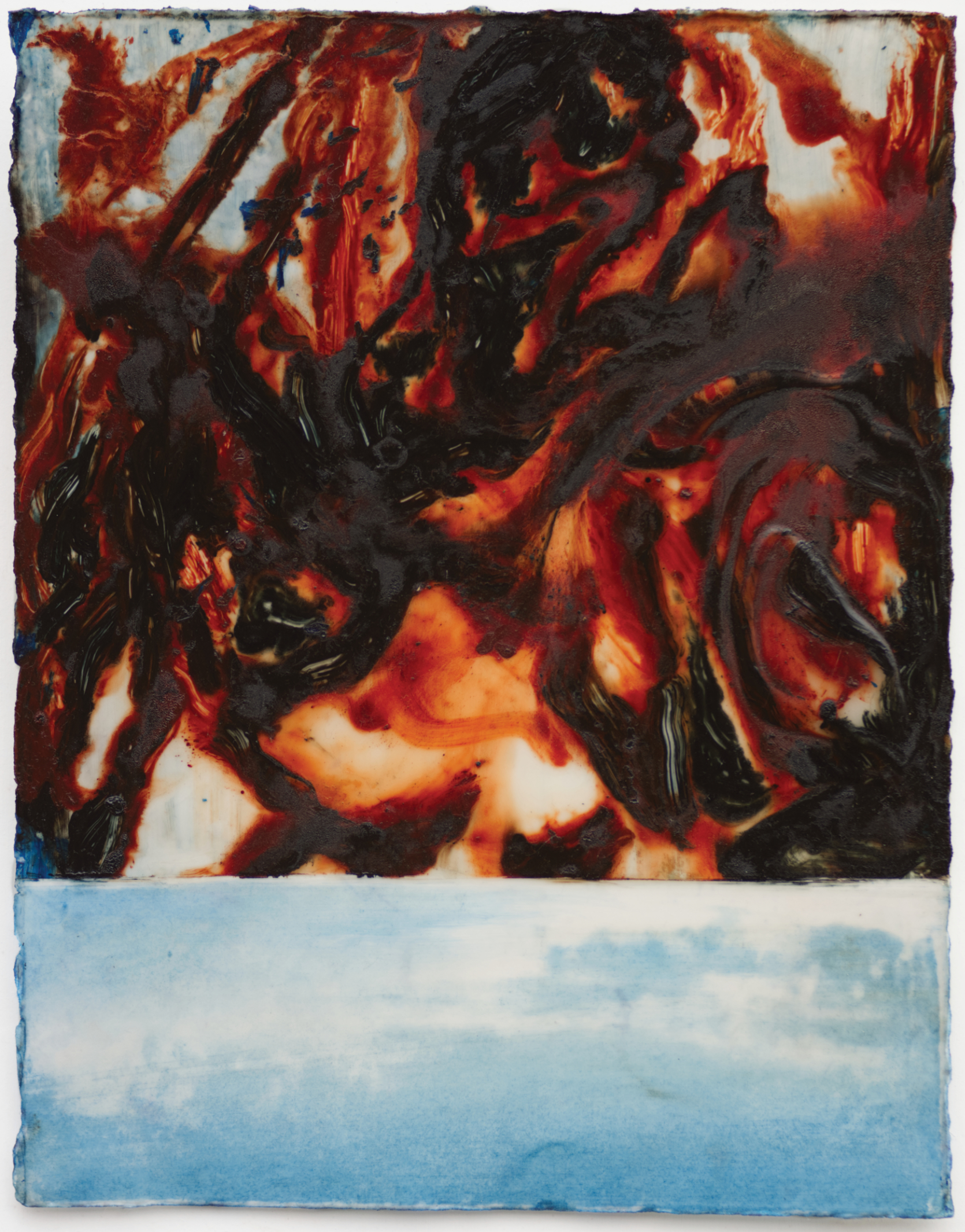 Ceromancy 11, oil and wax on paper, 45x36 cm, 2022