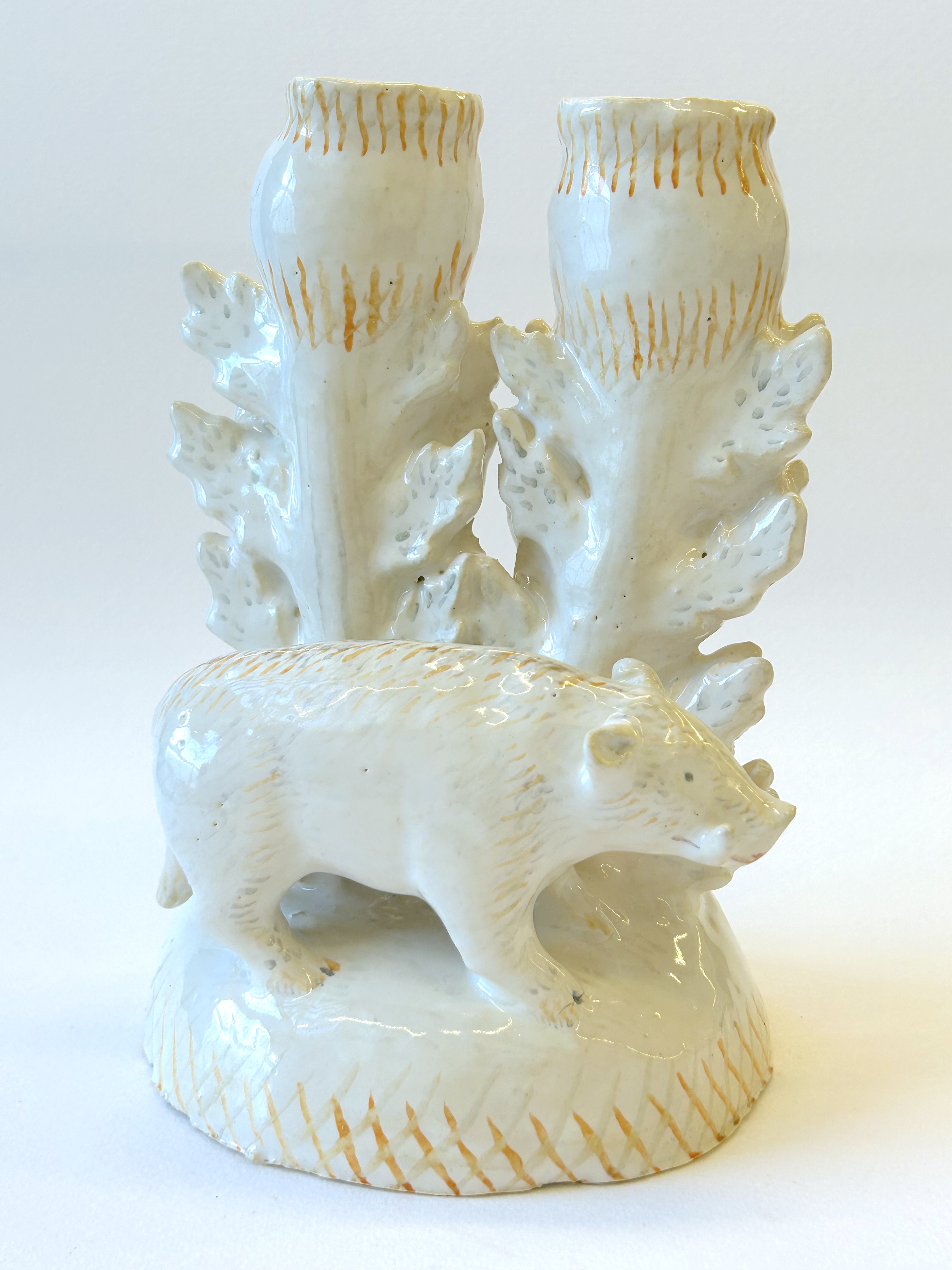 wild boar candle holder, glazed stoneware