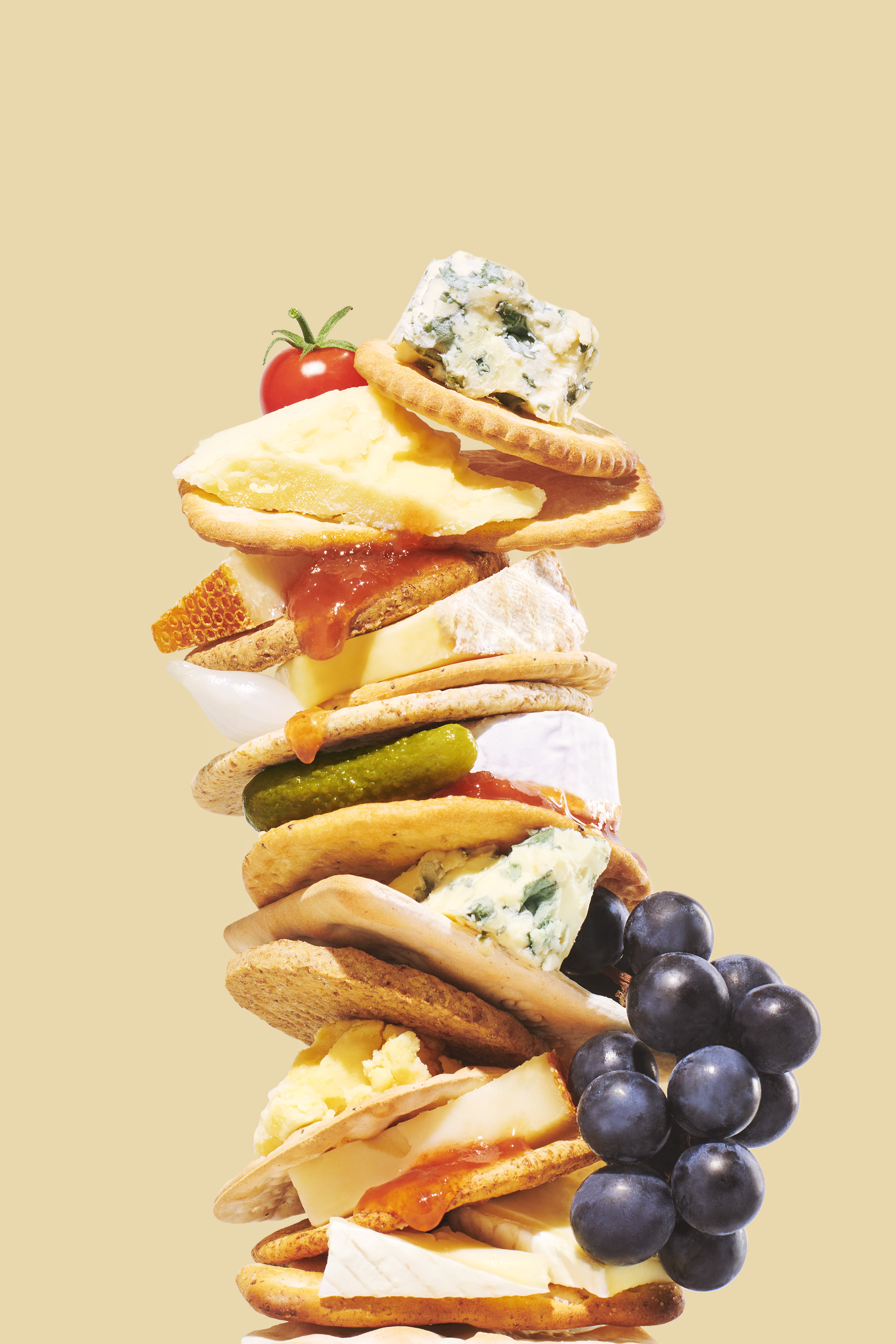 Award winning food photo cheese tower with fillings