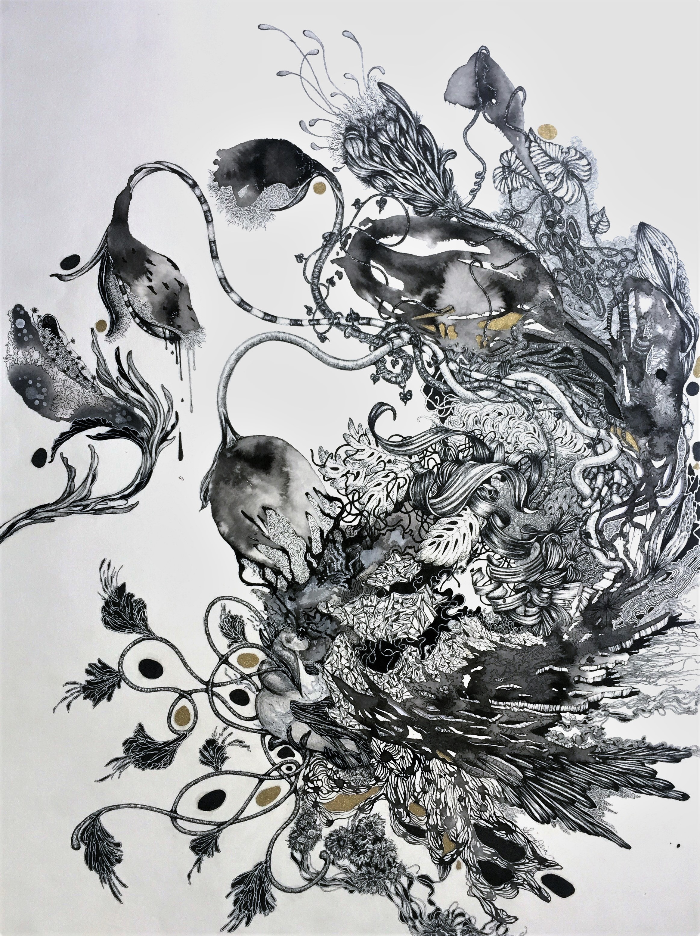 When The Void Takes Over 2018 Mixed Media on Paper 30"x22"/76x56cm