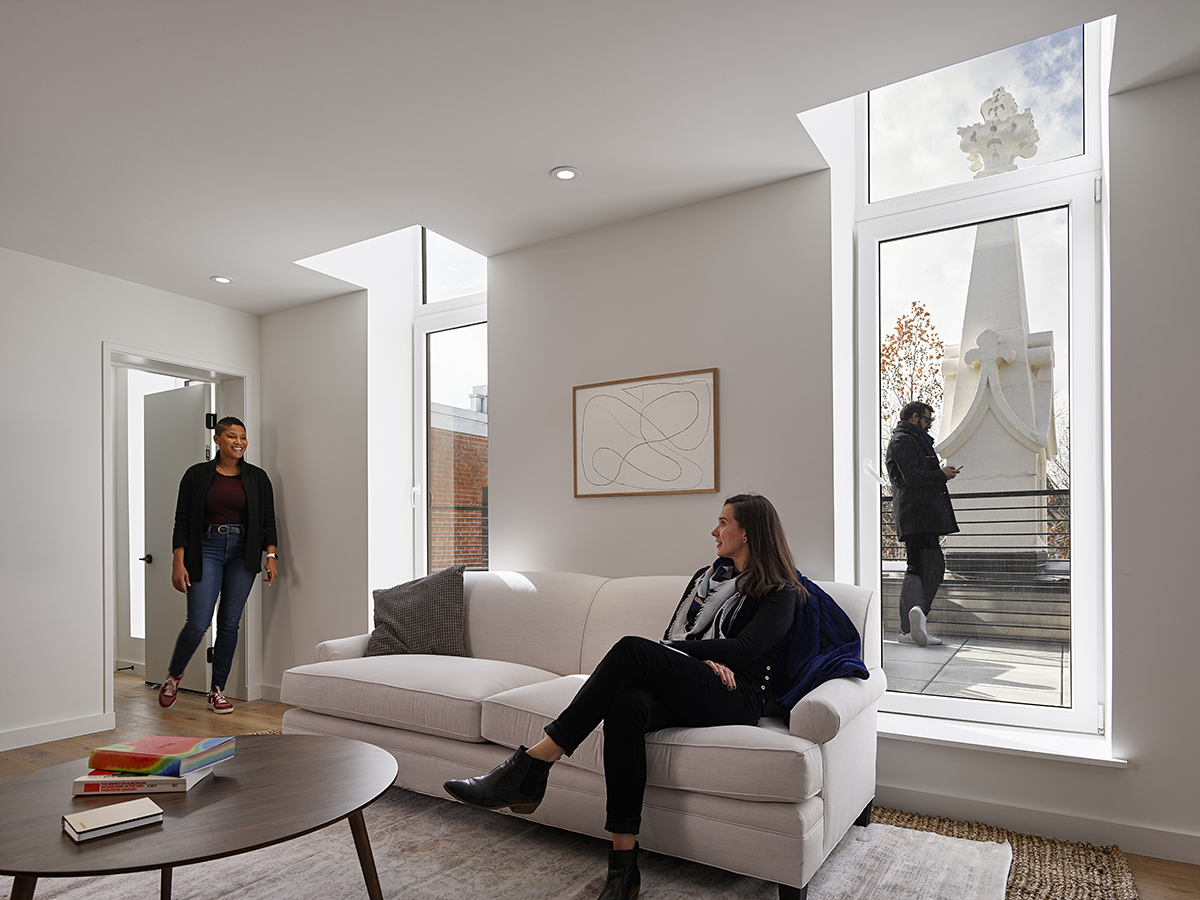 Shared living space with access to roof terrace
