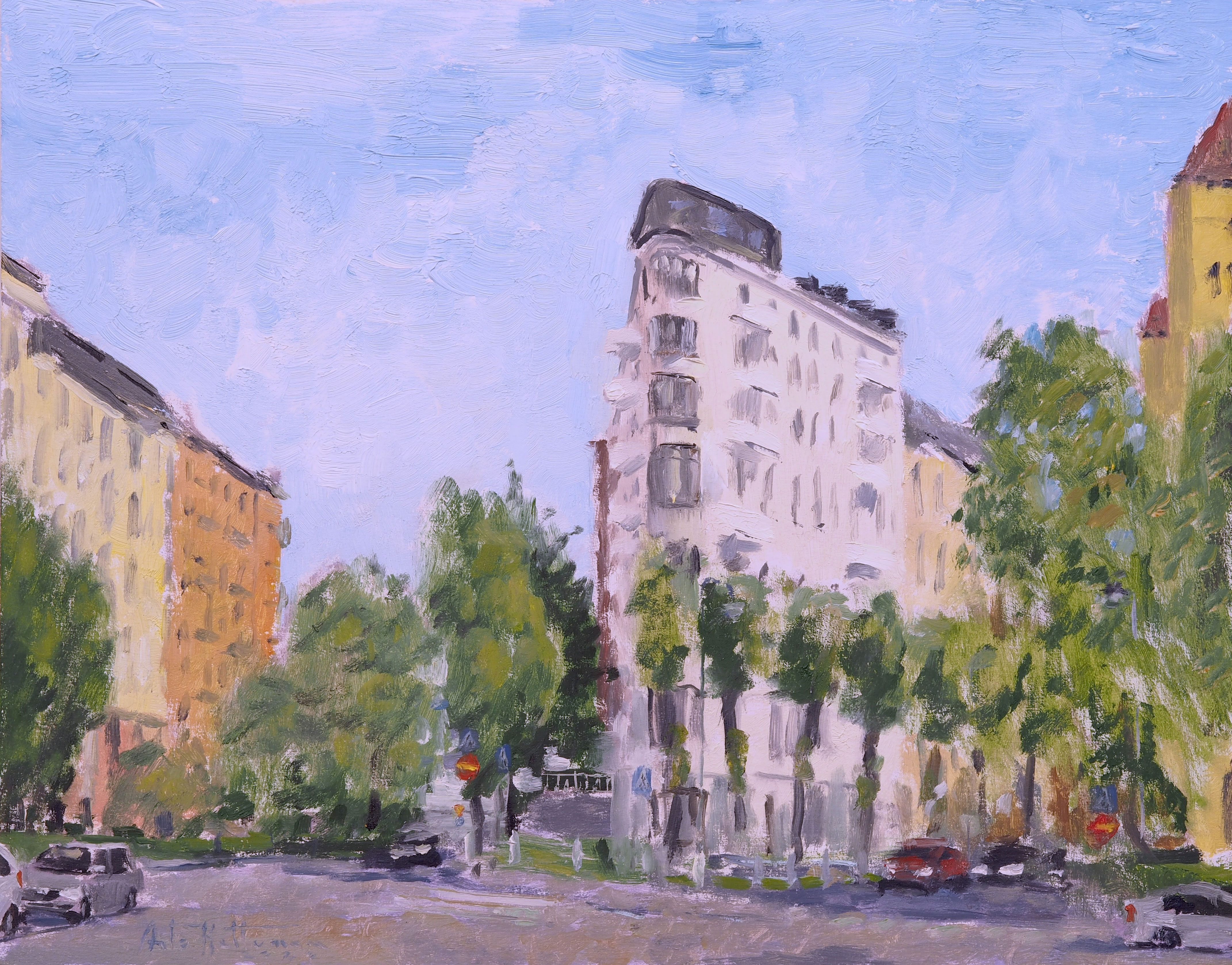 "Silitysrautatalo", oil, 26x33cm, 2020