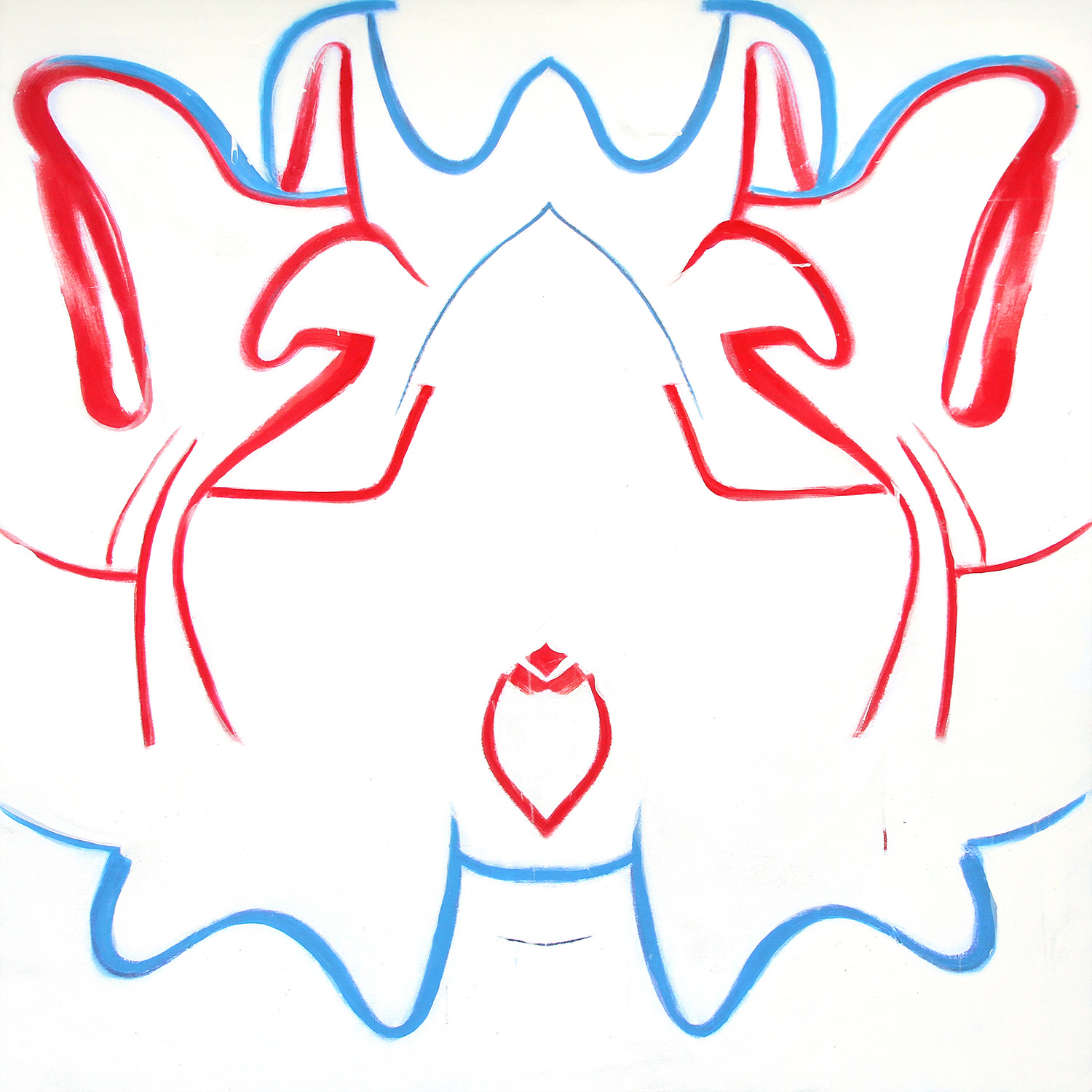 Split de Kooning 1, 2015, Original acrylic on canvas with printed background, 54 ½ x 55 in.