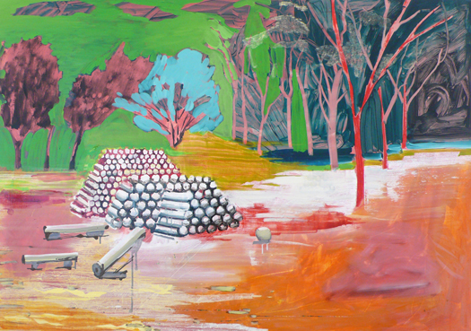 Shell Pyramids, Acrylic and Oil on canvas, 38"x54" 2011