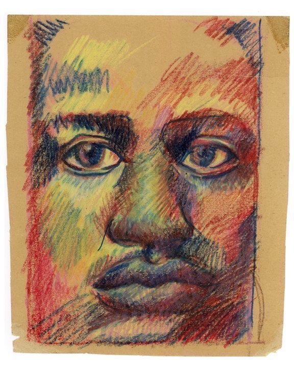 Face (Youth) 1977crayon/newsprint 8x9.5”