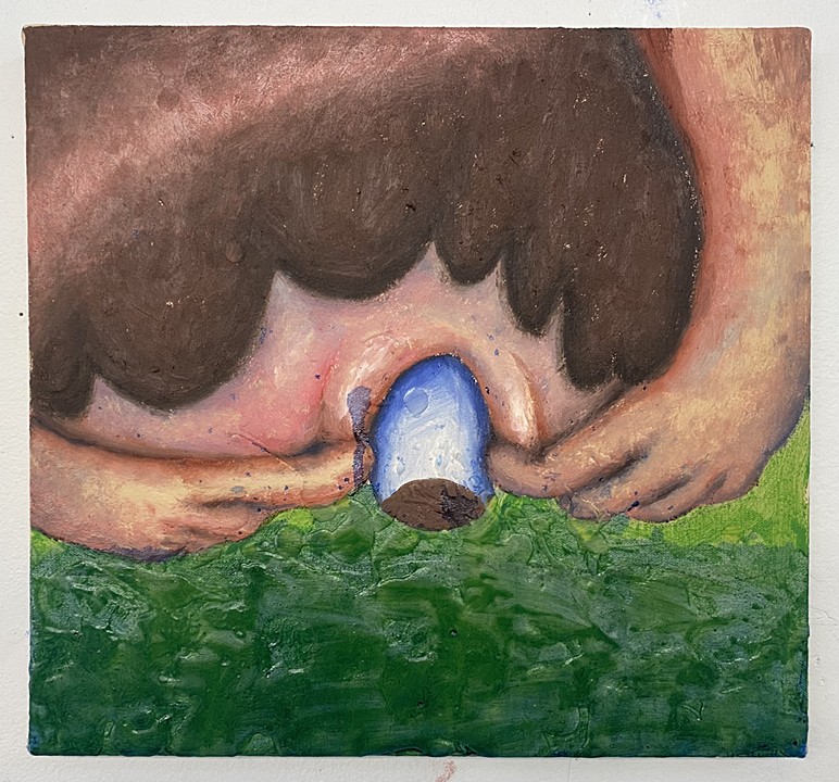 pool practice #1, oil on canvas, 14"x13", 2023