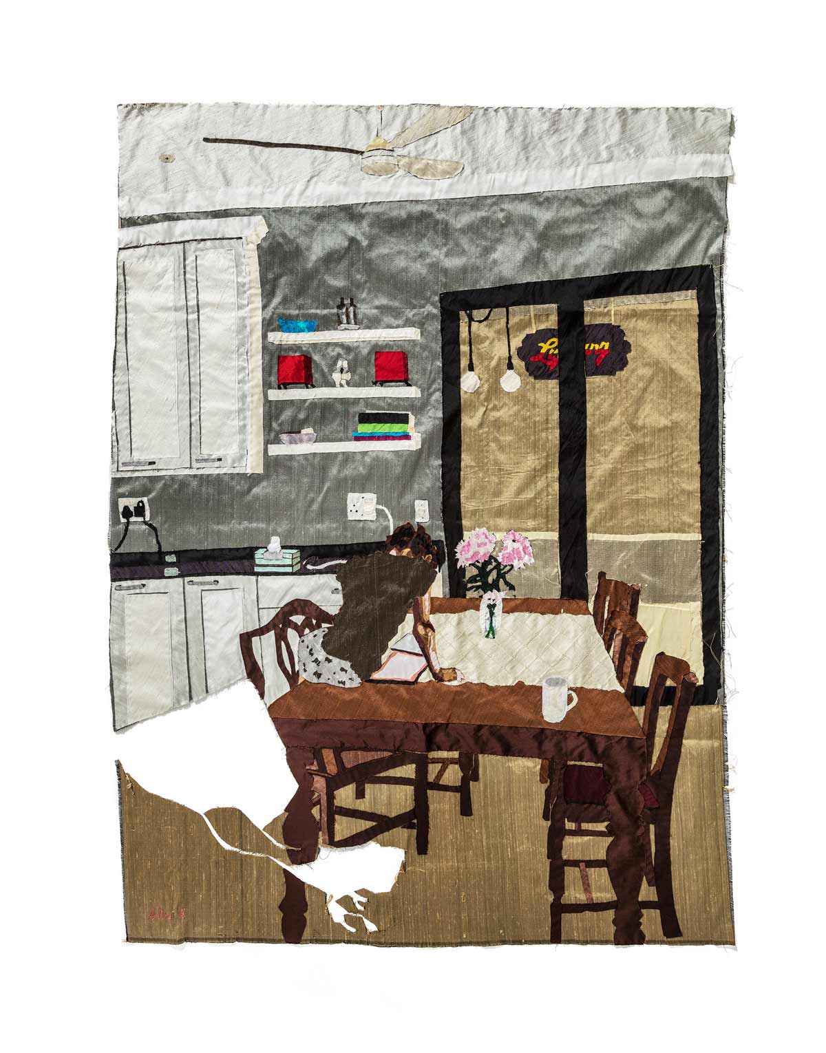 Billie Zangewa, vision of love (2018) | Silk tapestry; 98cm x 135 cm