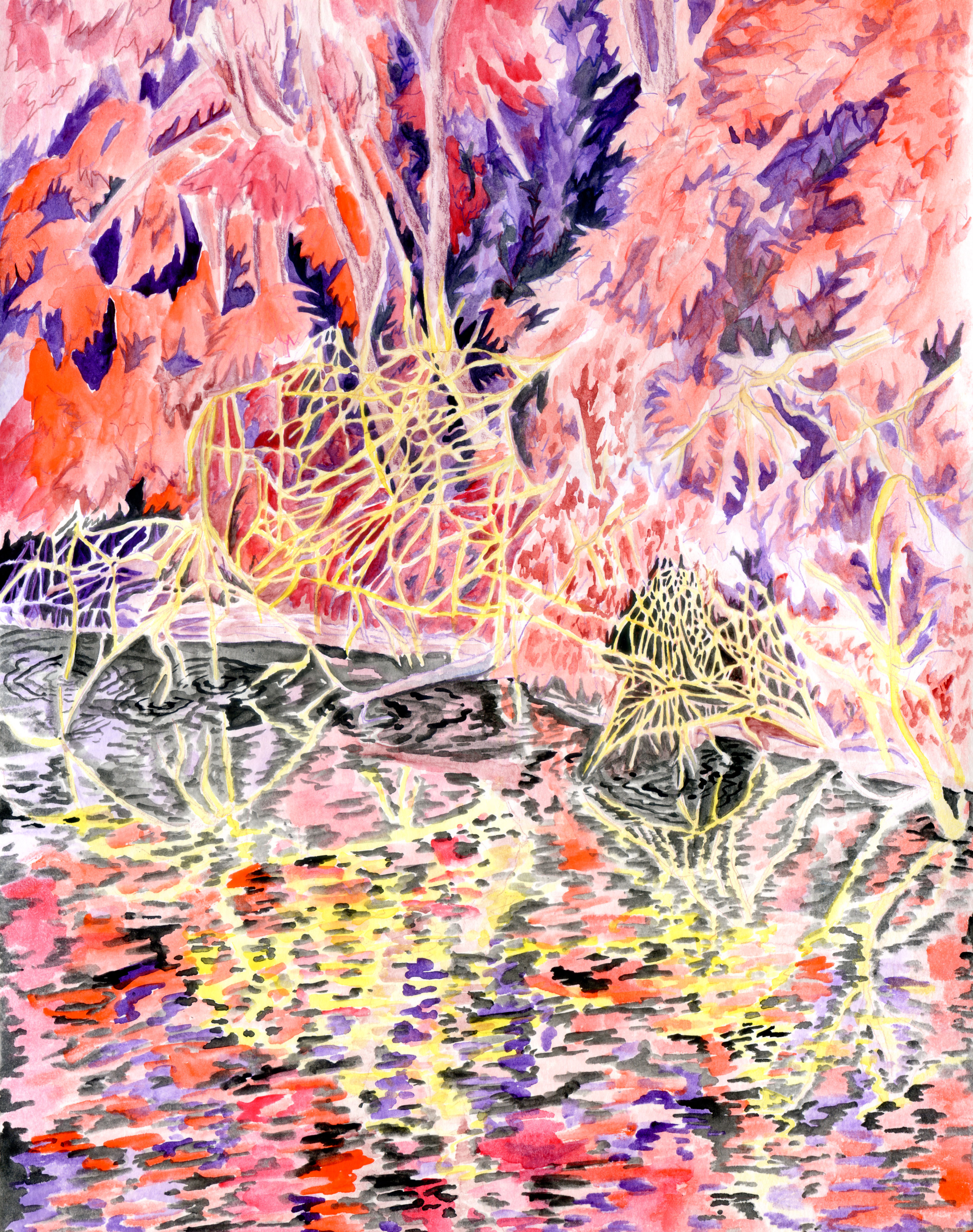 Prélude. 36 x 27 cm. Aquarelle et crayon de couleur sur papier. 2024