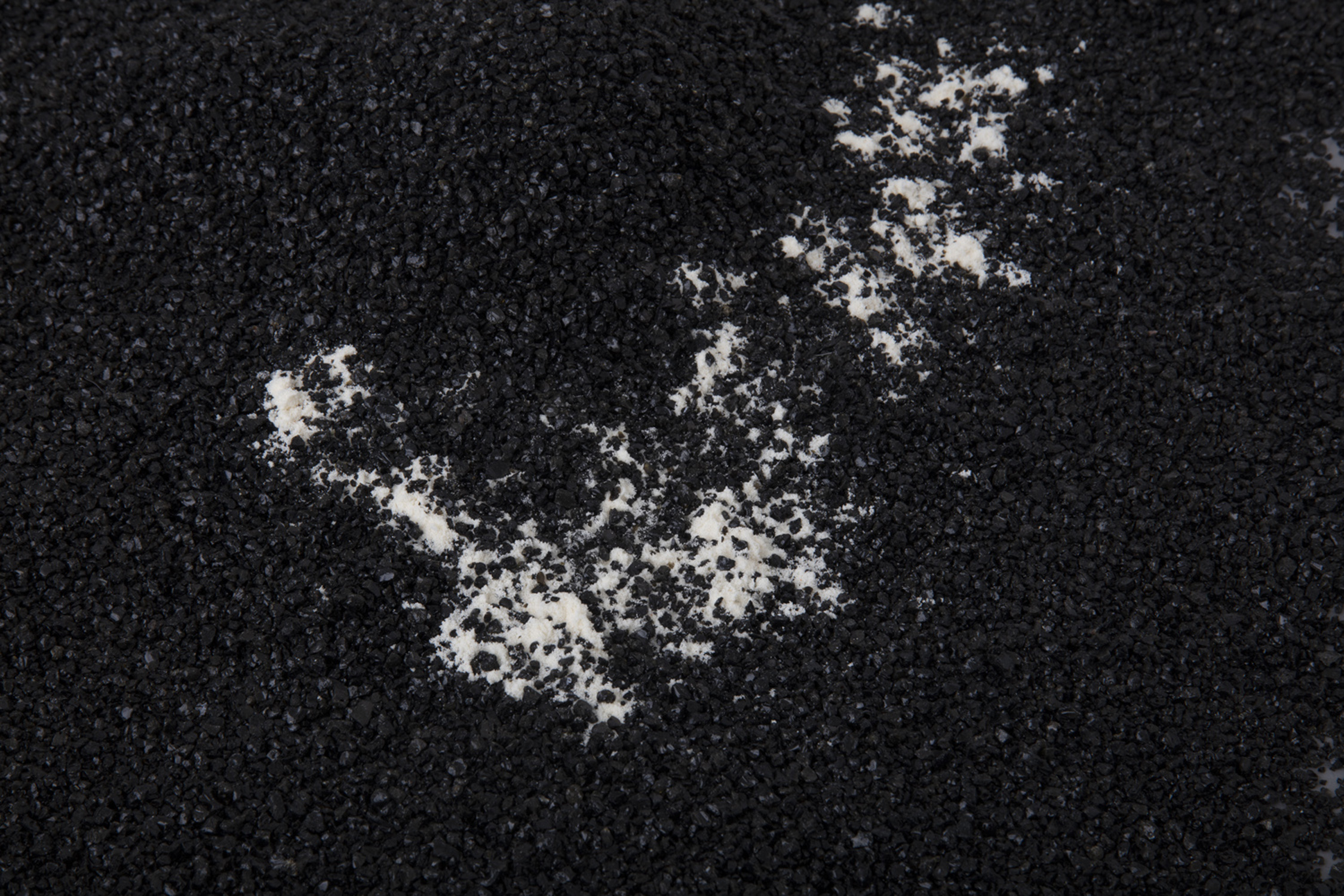 The propensity of things, 2019, [various dimensions], Slade Interim Exhibition  Whey protein powder, volcanic sand  