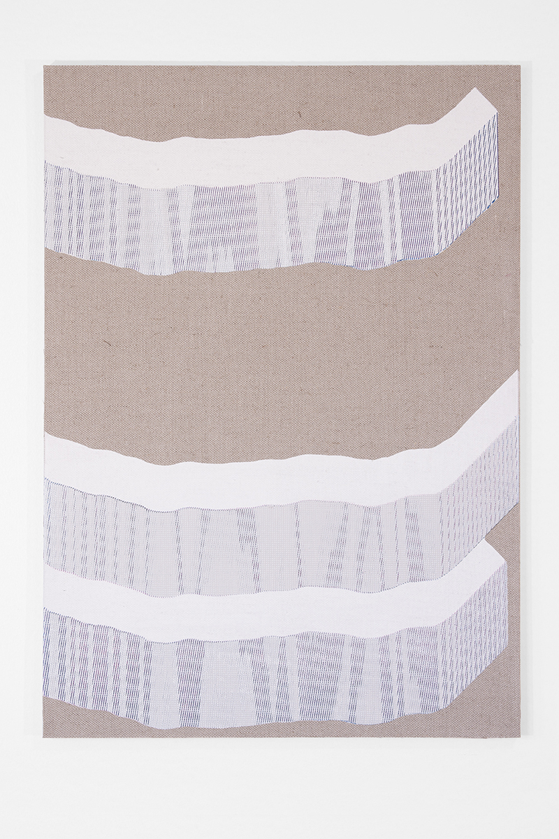 Negative Forme, 2014, silkscreen ink and acrylic on linen mounted to panel, 33 x 23 inches