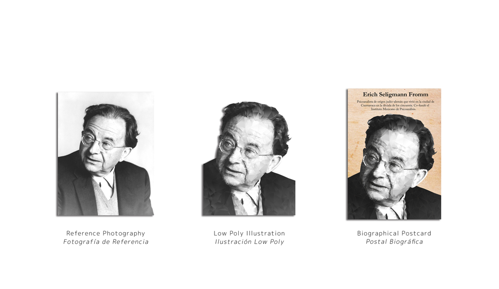 Erich Fromm's Low Poly Illustration © Miranda Martinez M.
