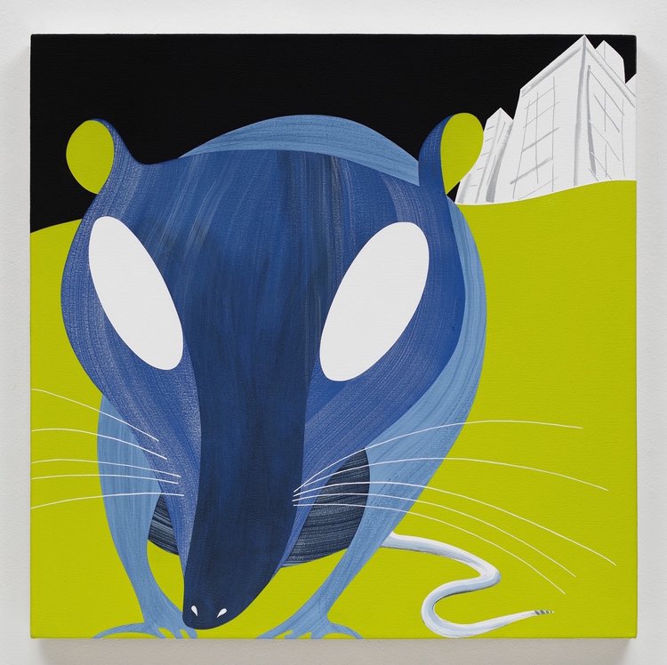 Rat, City Hall, acrylic on canvas, 24 x 24 inches, 2017