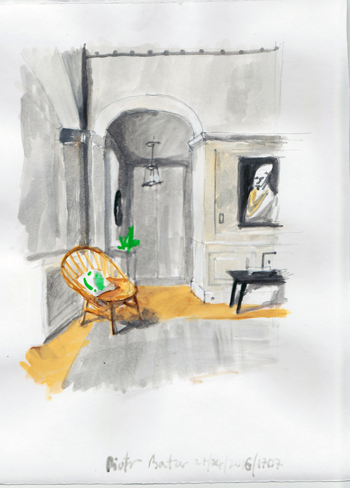  "Interior 27/04/2016/1707". Gouache and watercolour on paper, 2016