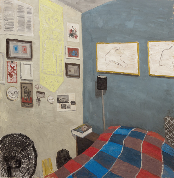 Canto com biografia de Van Gogh, 2017, &oacute;leo sobre tela, 100 x 100 cm