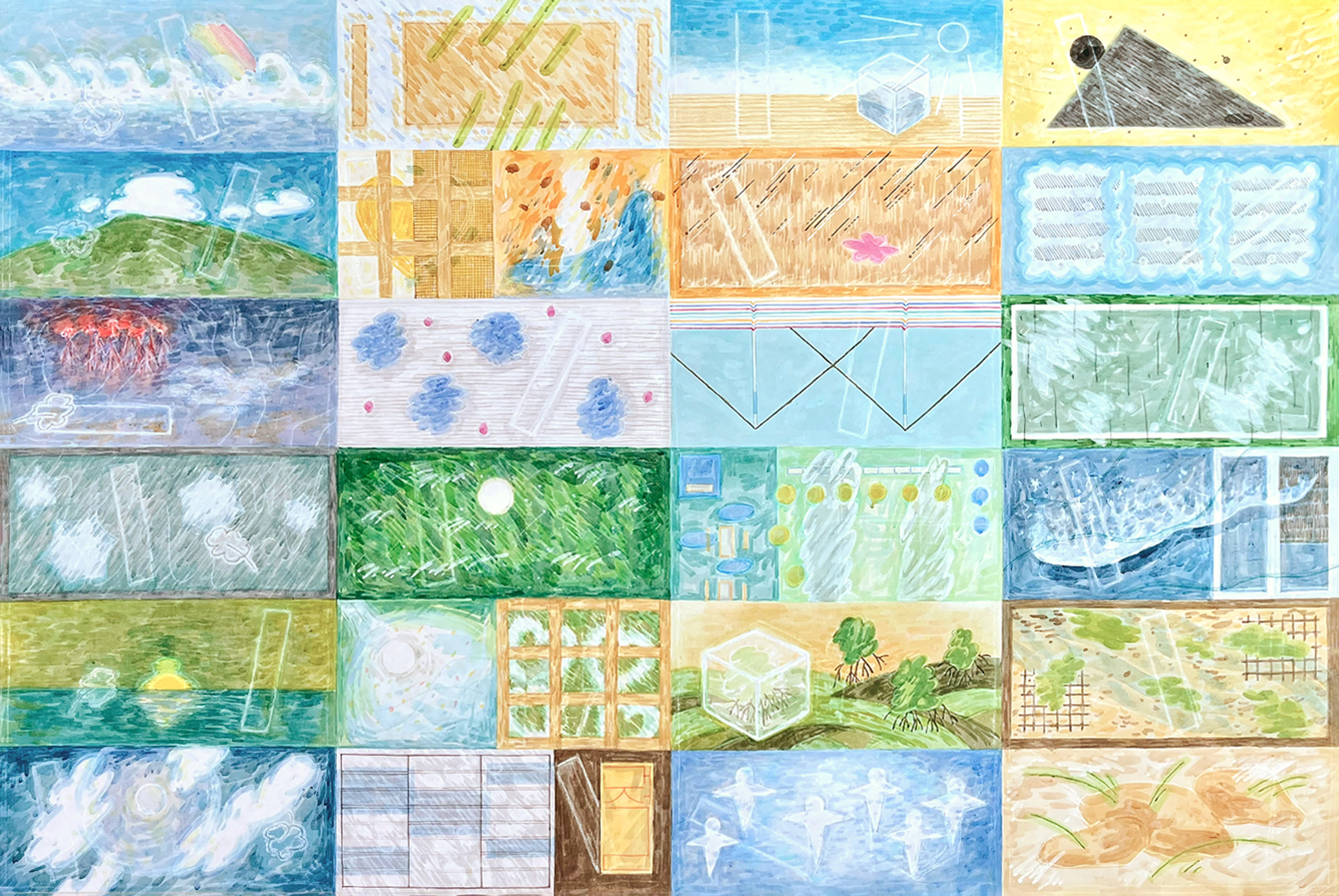 사가(思架), 2024, 순지에 채색, 97 × 145.5 cm