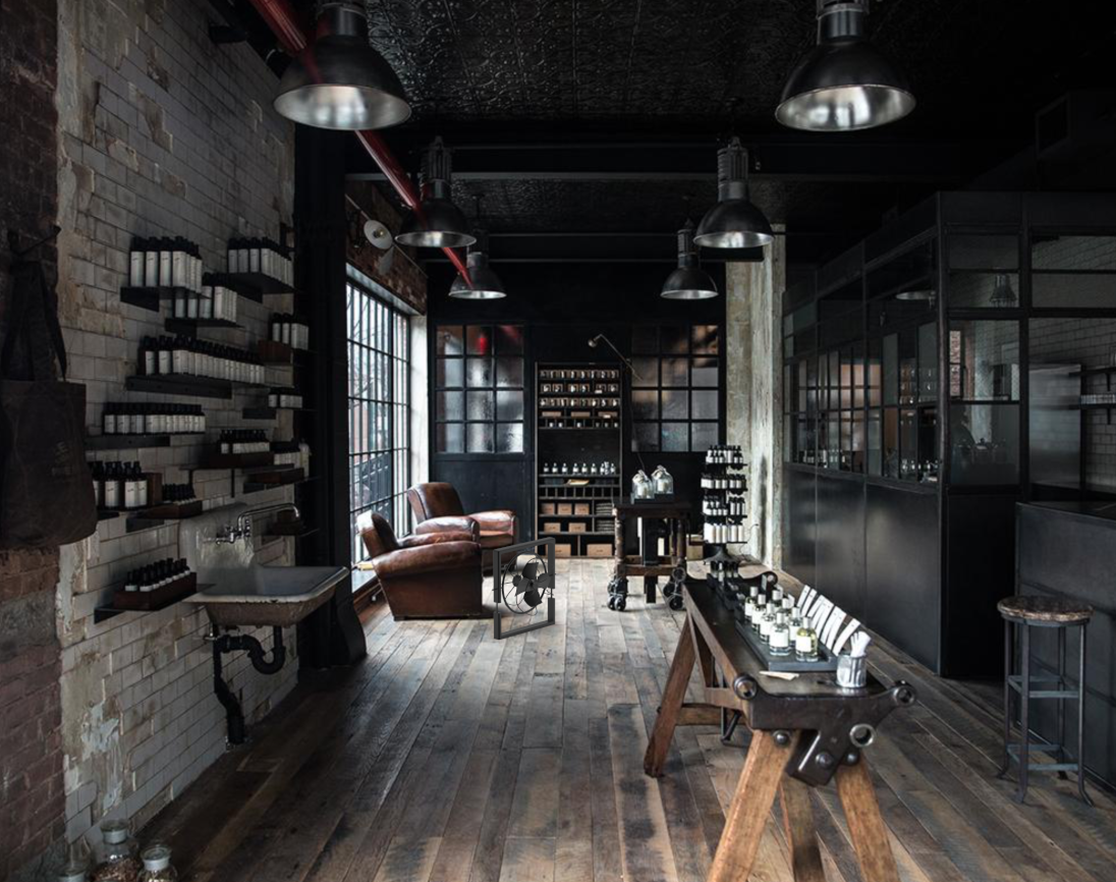 Renderings using Keyshot of the fan in one of the LeLabo shops.