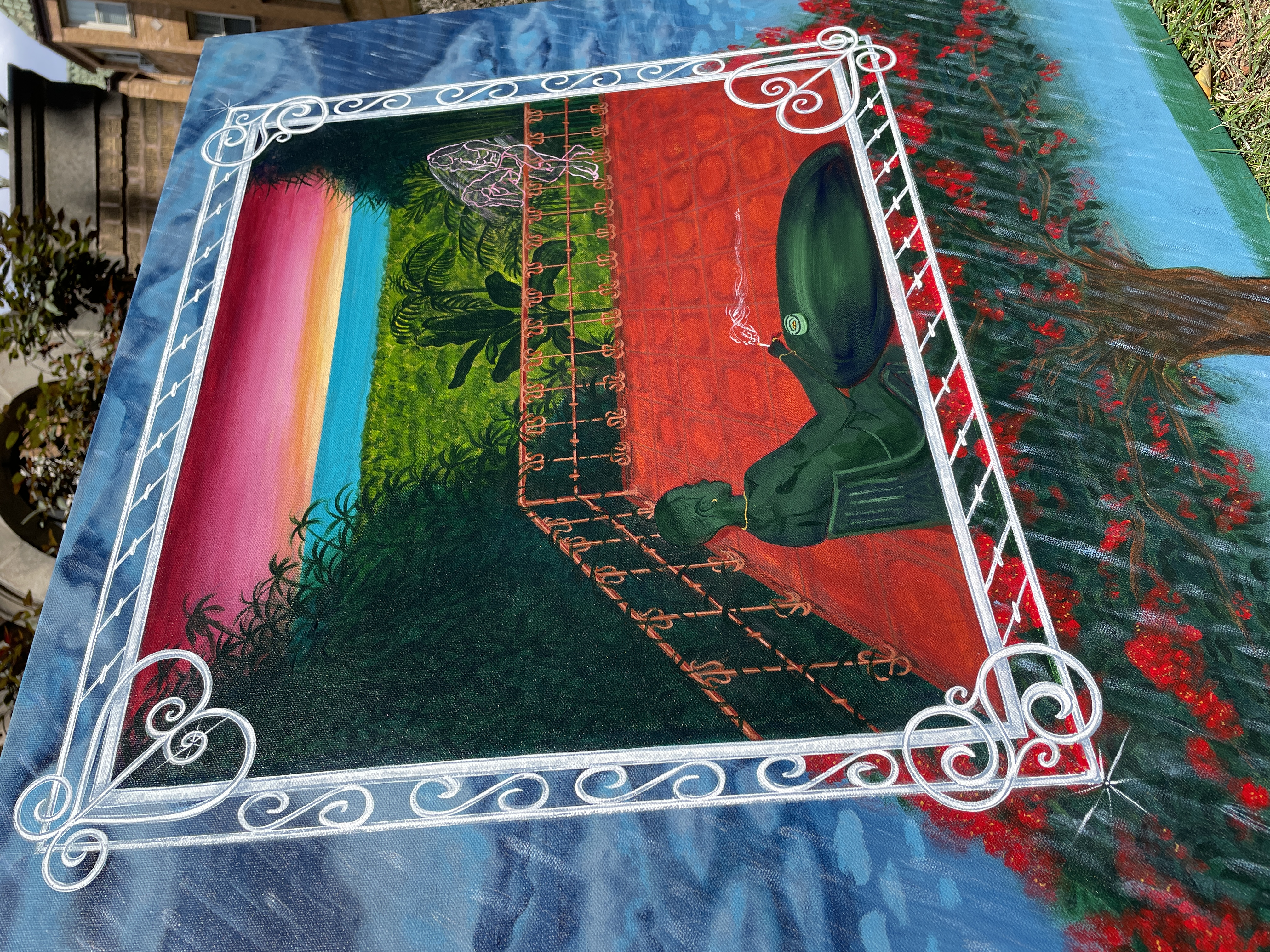 "traveling muse", 2023 / 30" x 30"/ acrylic on canvas