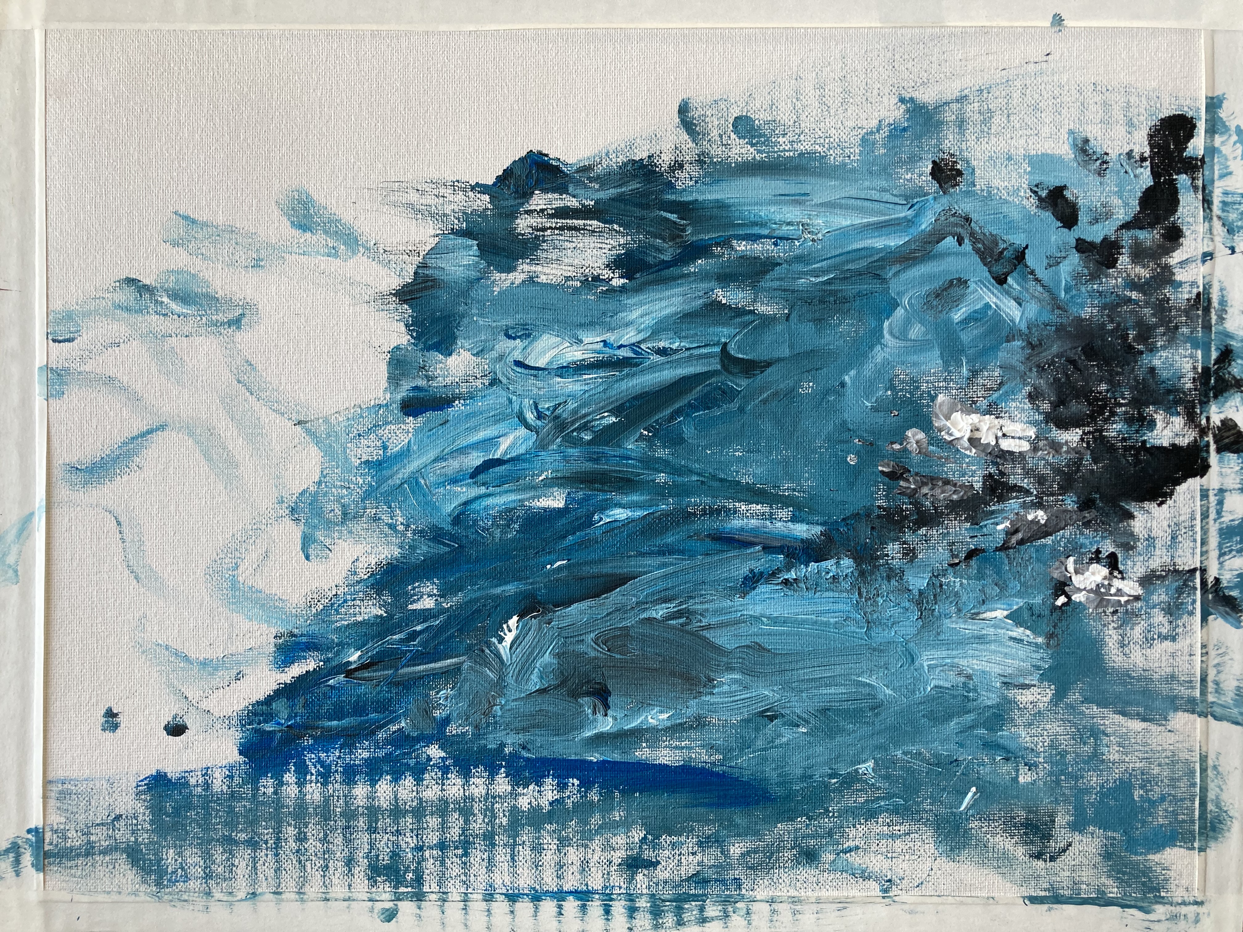 Icarus, 2021 / Acrylic and tape on canvas mounted on cardboard 16x12in