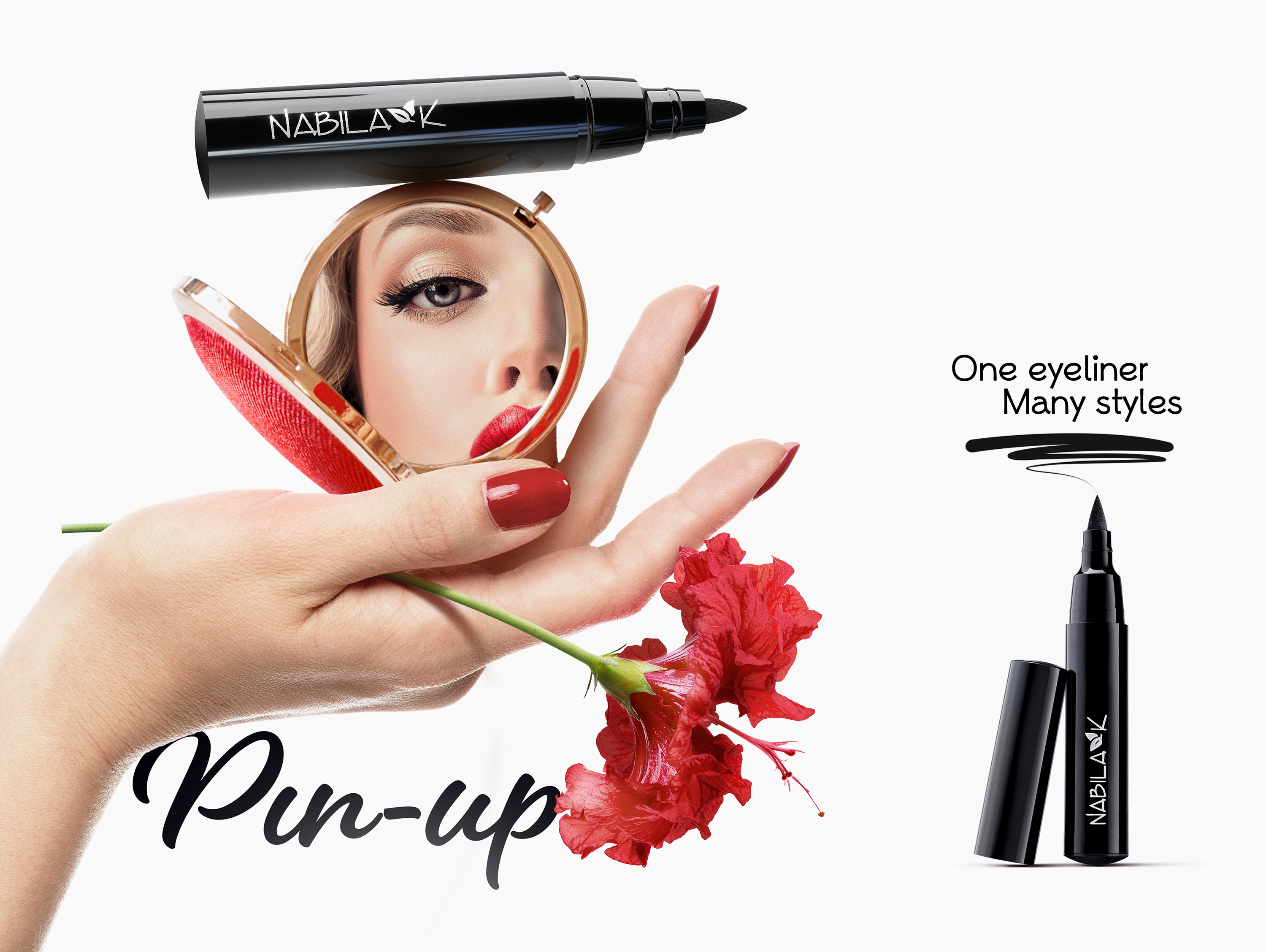 Social media campaign for the eyeliner products line. Cosmetic product photography. Makeup product styling. Created by Eclectic M Studio.
