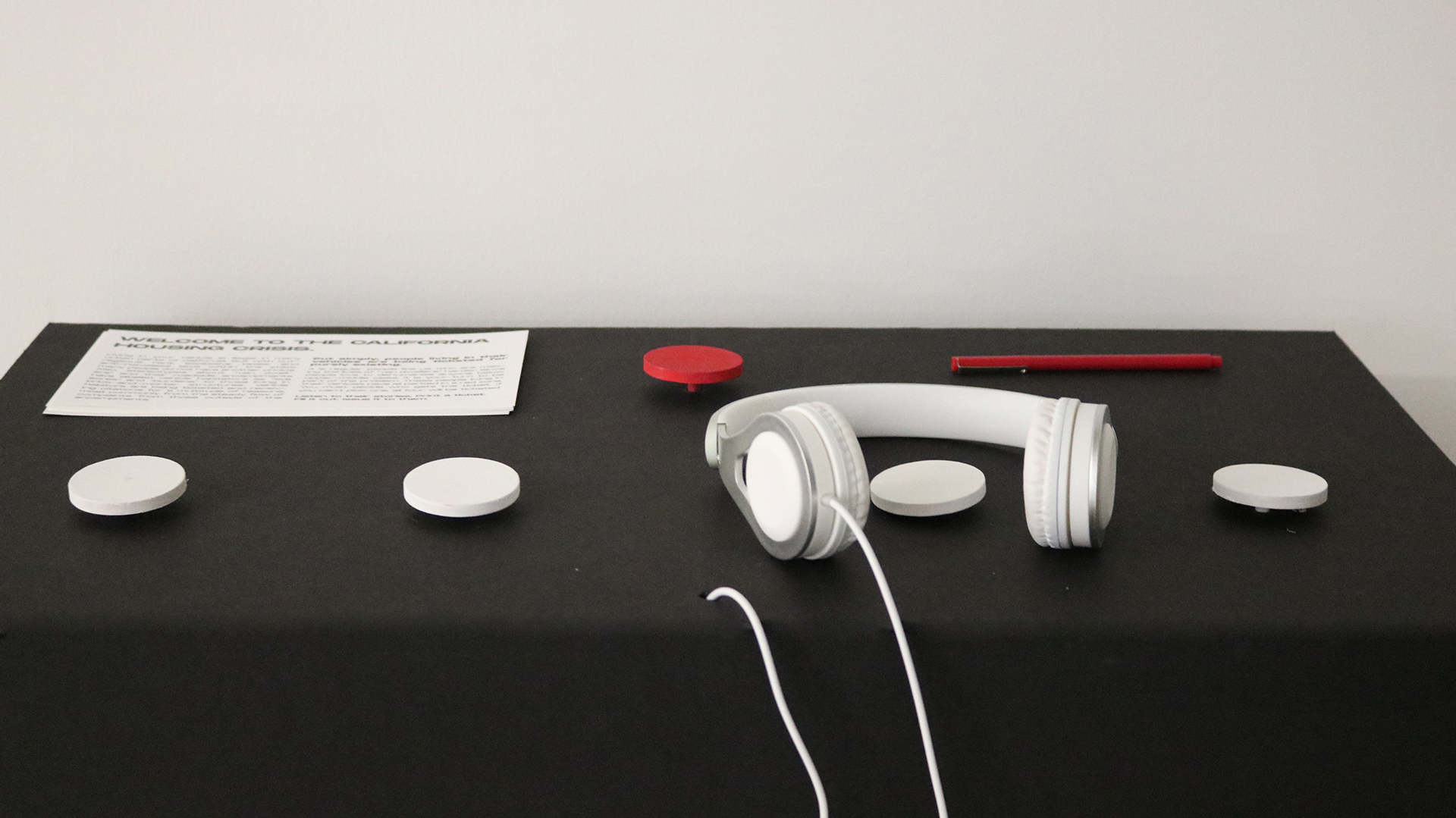 headphones and buttons on kiosk
