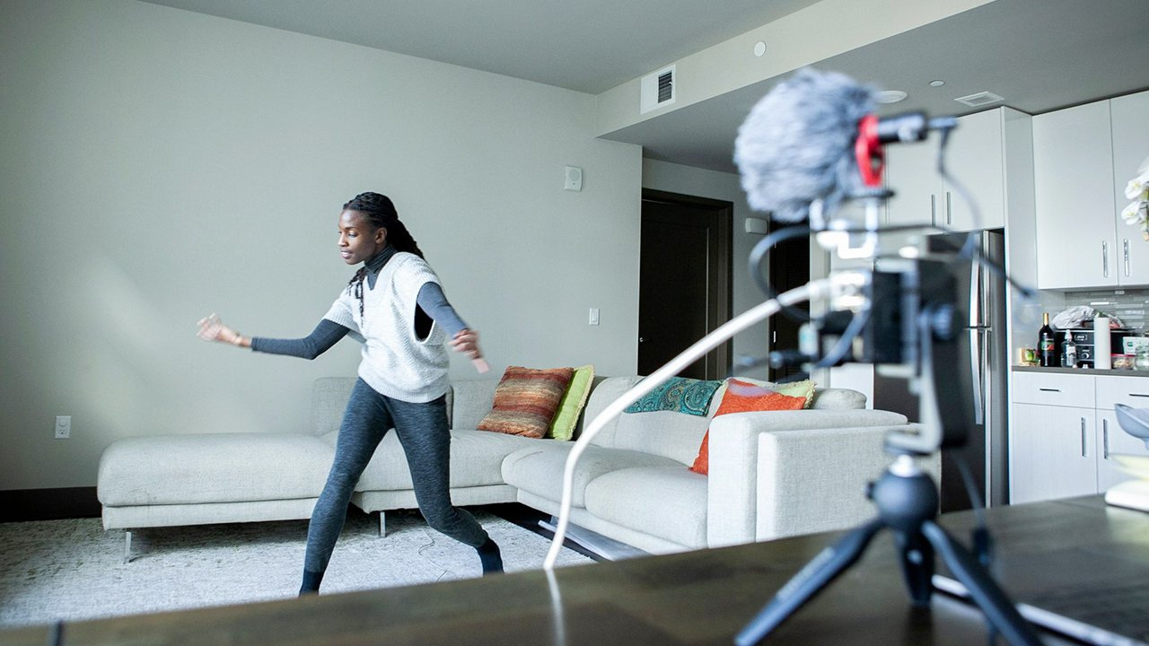 [Valencia James dancing in front of a motion tracking kit in her living room]Picture by Whitney Legge