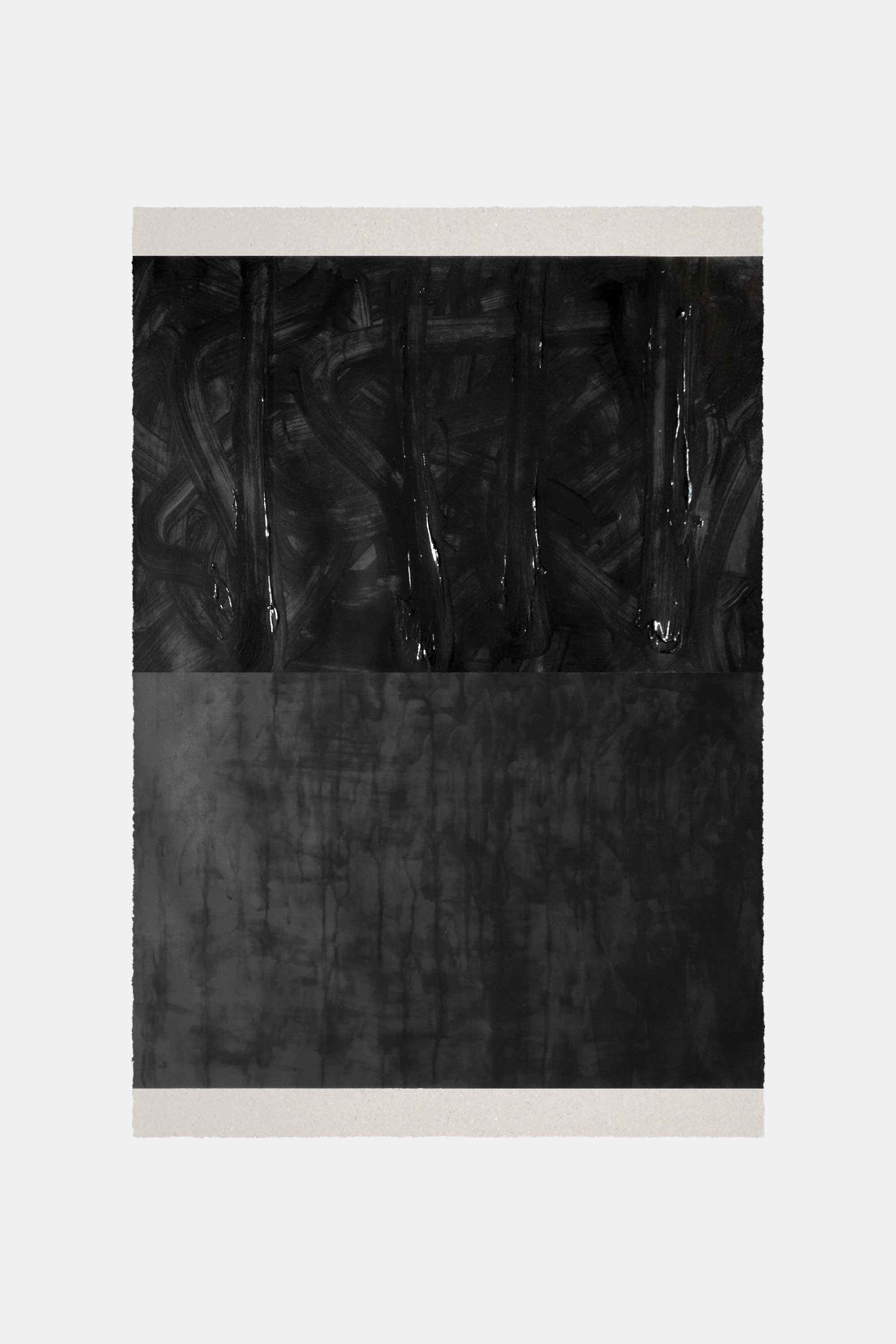Black lines, 2015. Acrylic paint and ink on paper. 76&#160;×&#160;112&#160;cm.