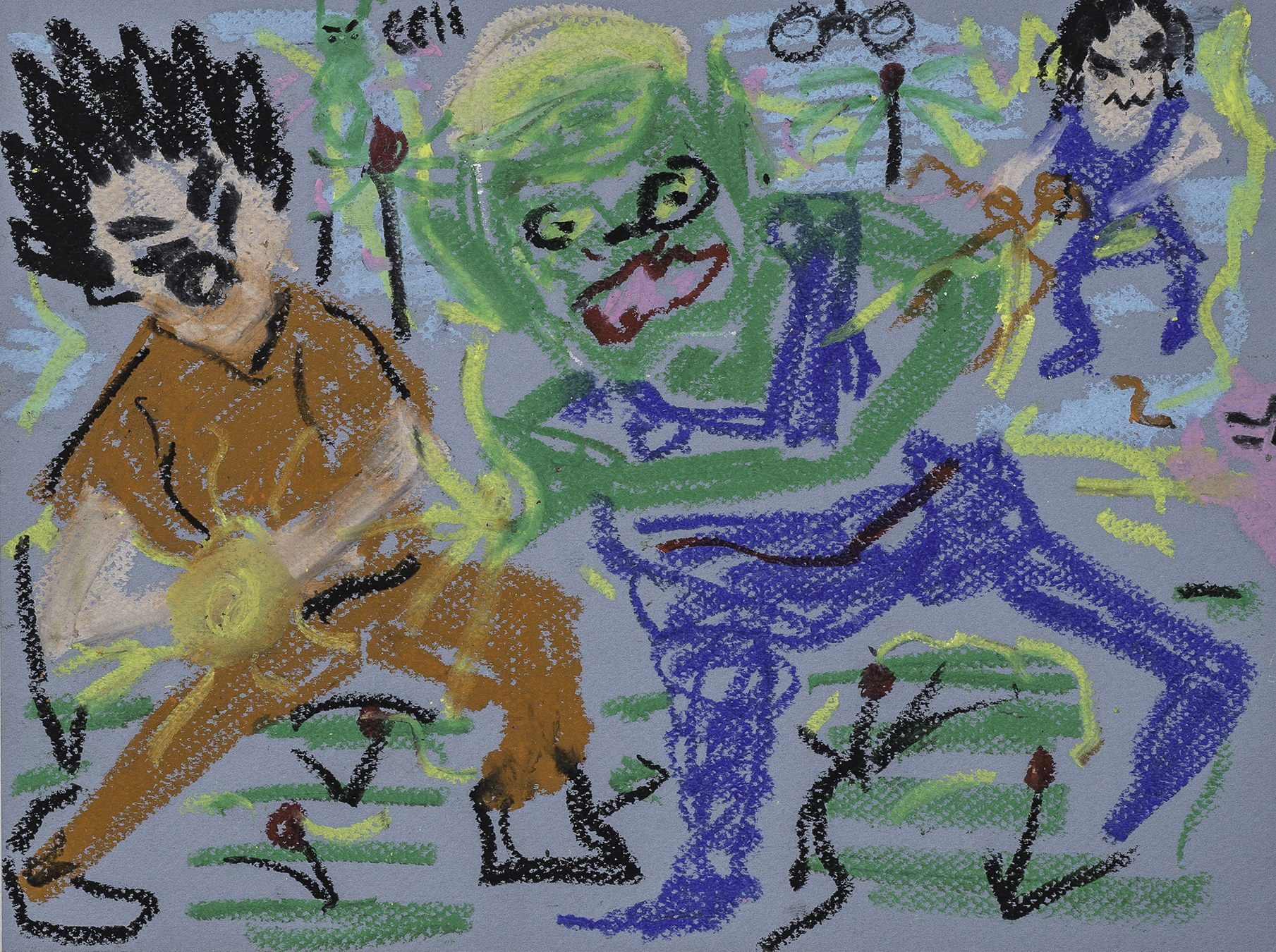 Power & Antennas in Dragon Ball Snow Removal Machine (2022)  Circuits 12x9  in   Oil Bar on Cotton Paper