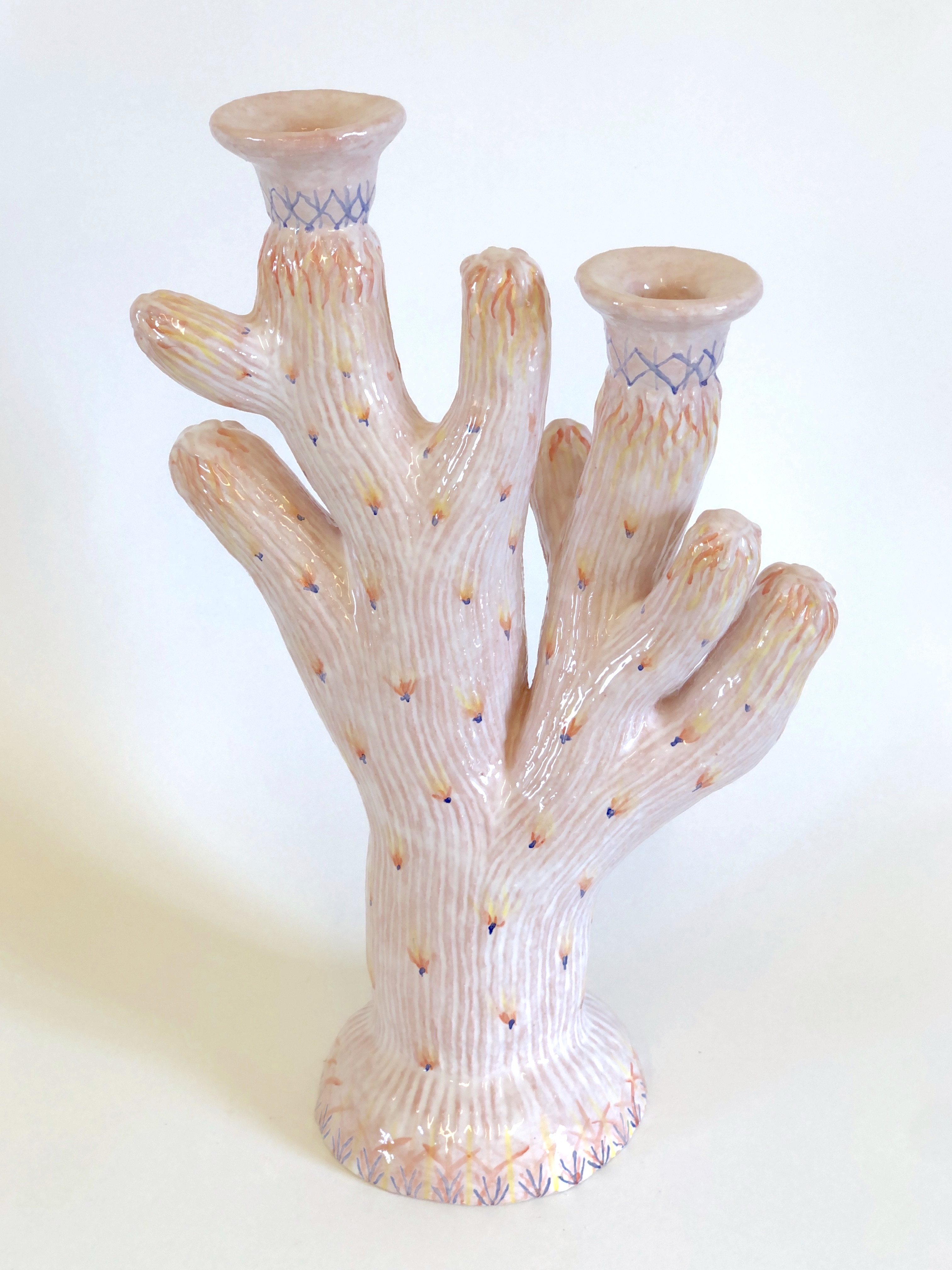 cactus candle holder, glazed stoneware