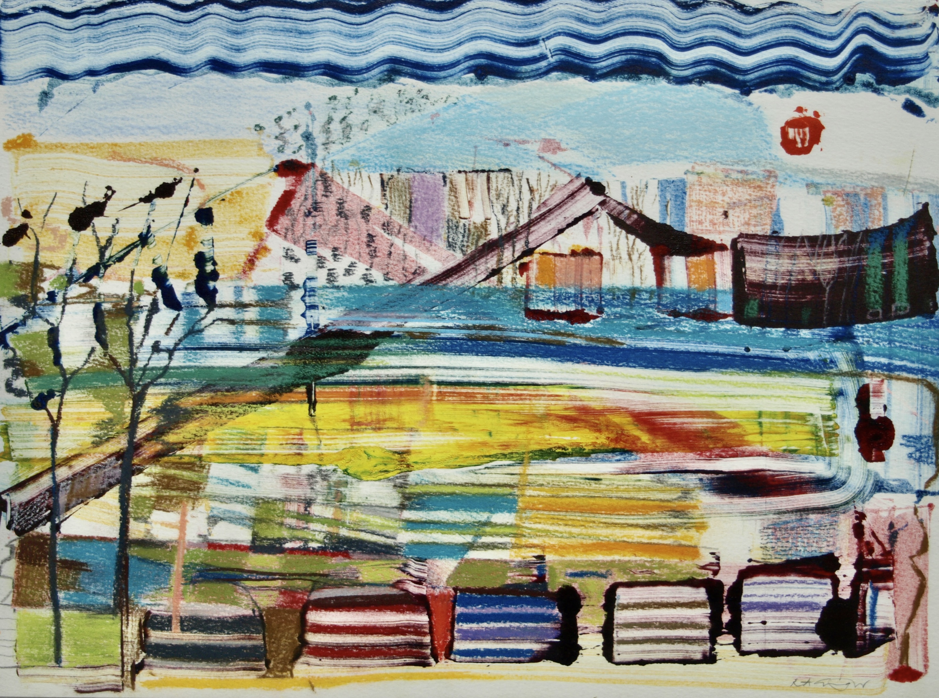 'Fleeting glimpses - northern lakes' - Monoprint & pastel