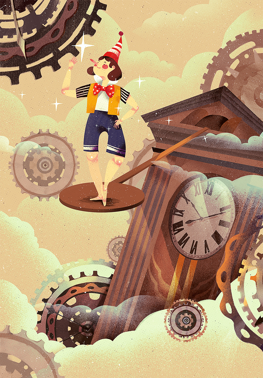 illustration for 'The wonder clock' By Howard Pyle - Dola Sun illustration