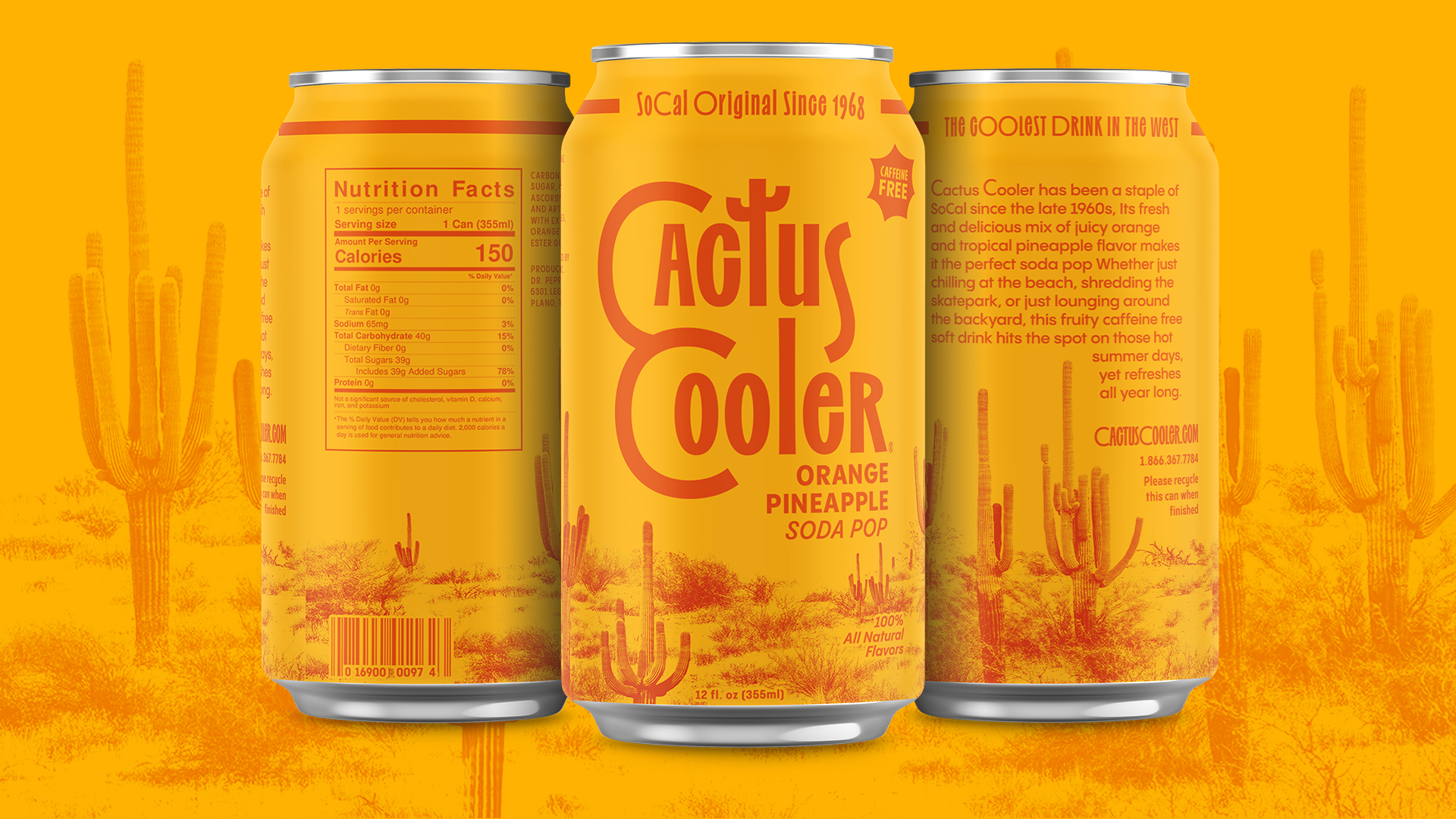 Cactus Cooler Soda Orange Pineapple Blast 12 pack 12-ounce cans