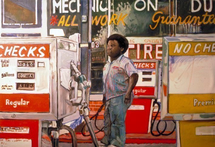 Mechanic on Duty (1978, destroyed)oil/canvas 25x38”