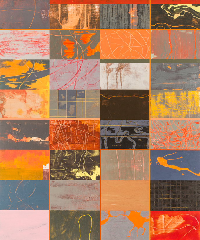 “For Jasper (Orange),” 2013, Acrylic and Graphite on Panel, 30" x 36"