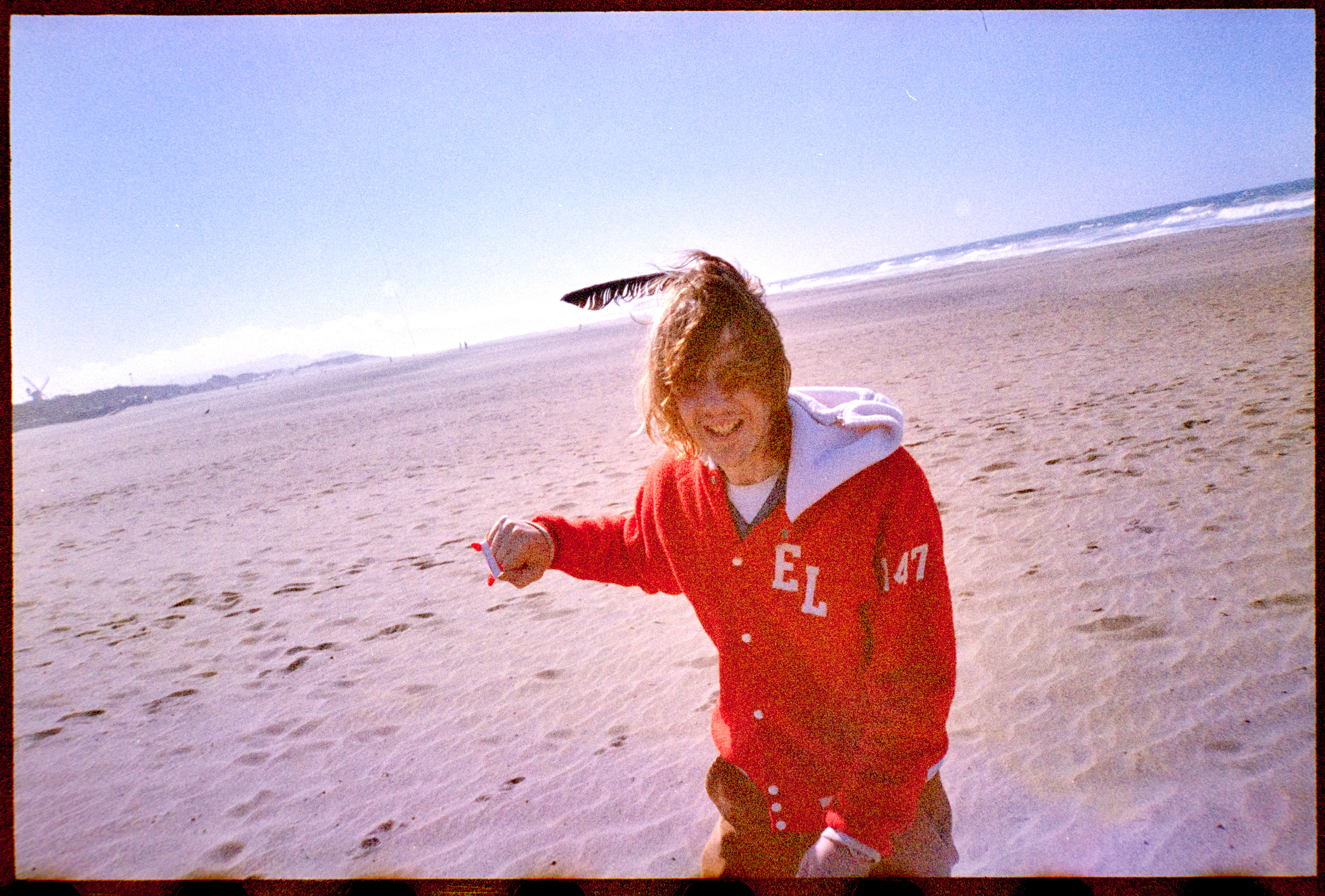 Flying kites at Ocean Beach, San Francisco, 2022.