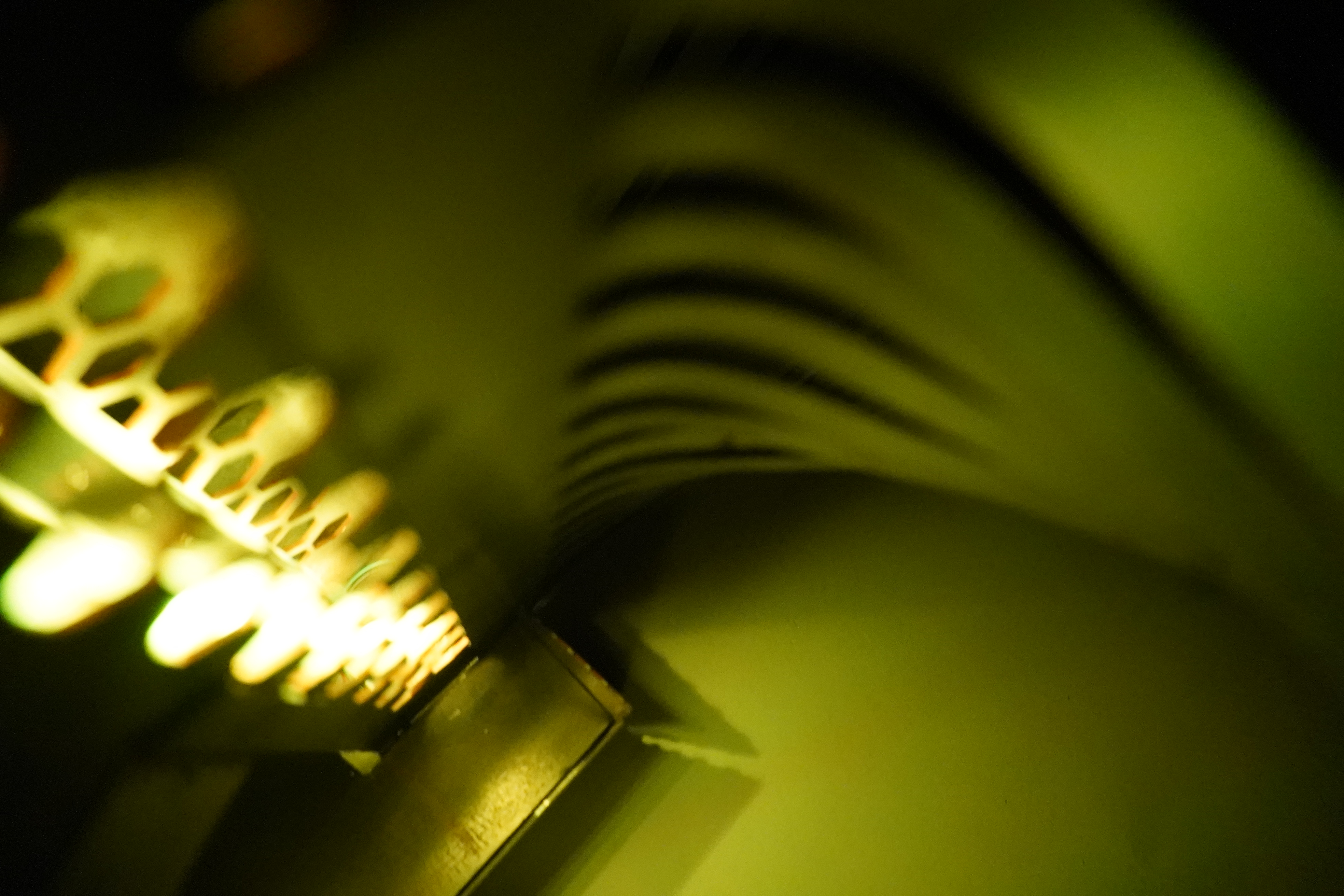 A close up shot showing the fins and the light strip.