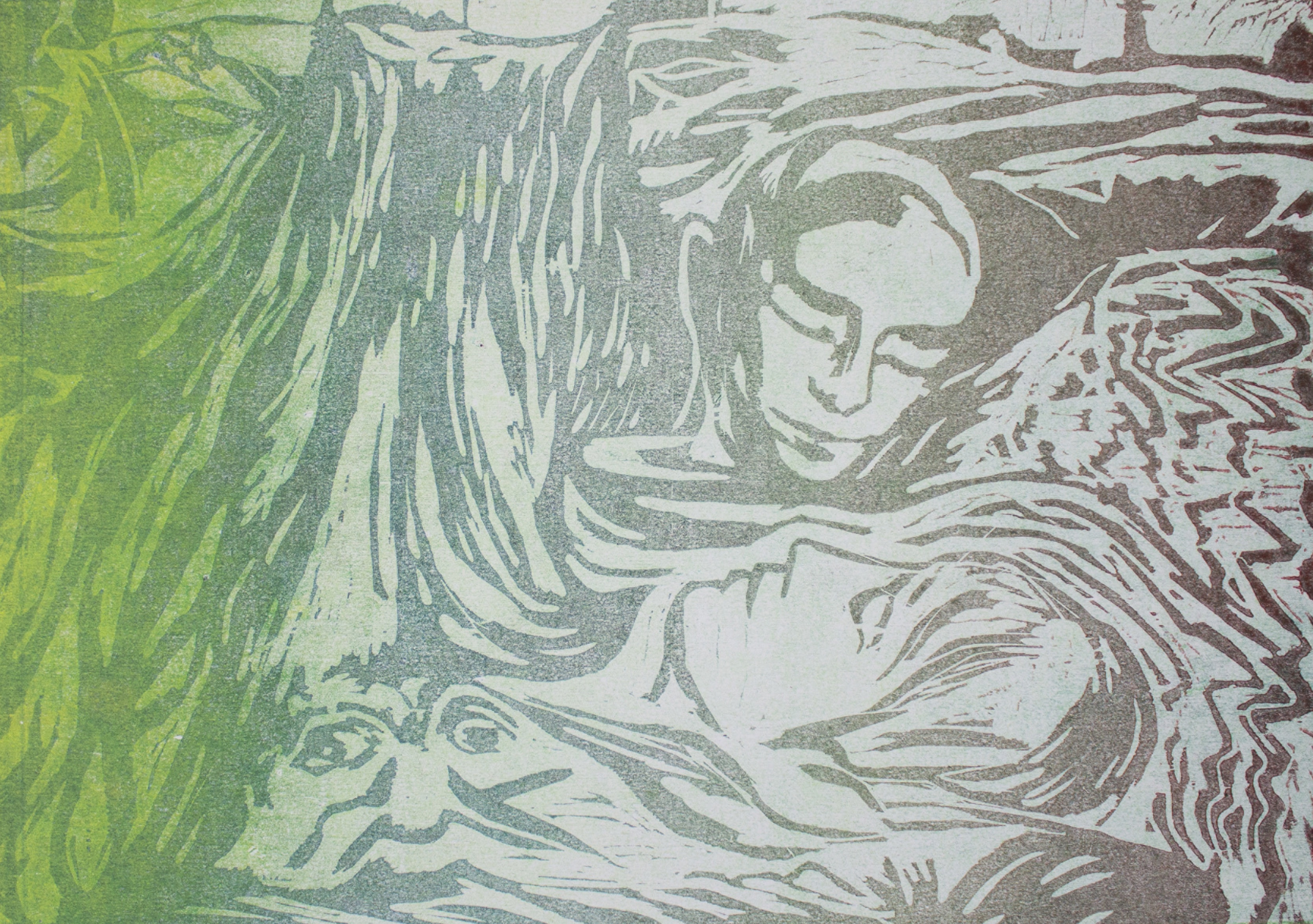 'Over park, over pale',  2022. Woodcut on paper, 42x30cm