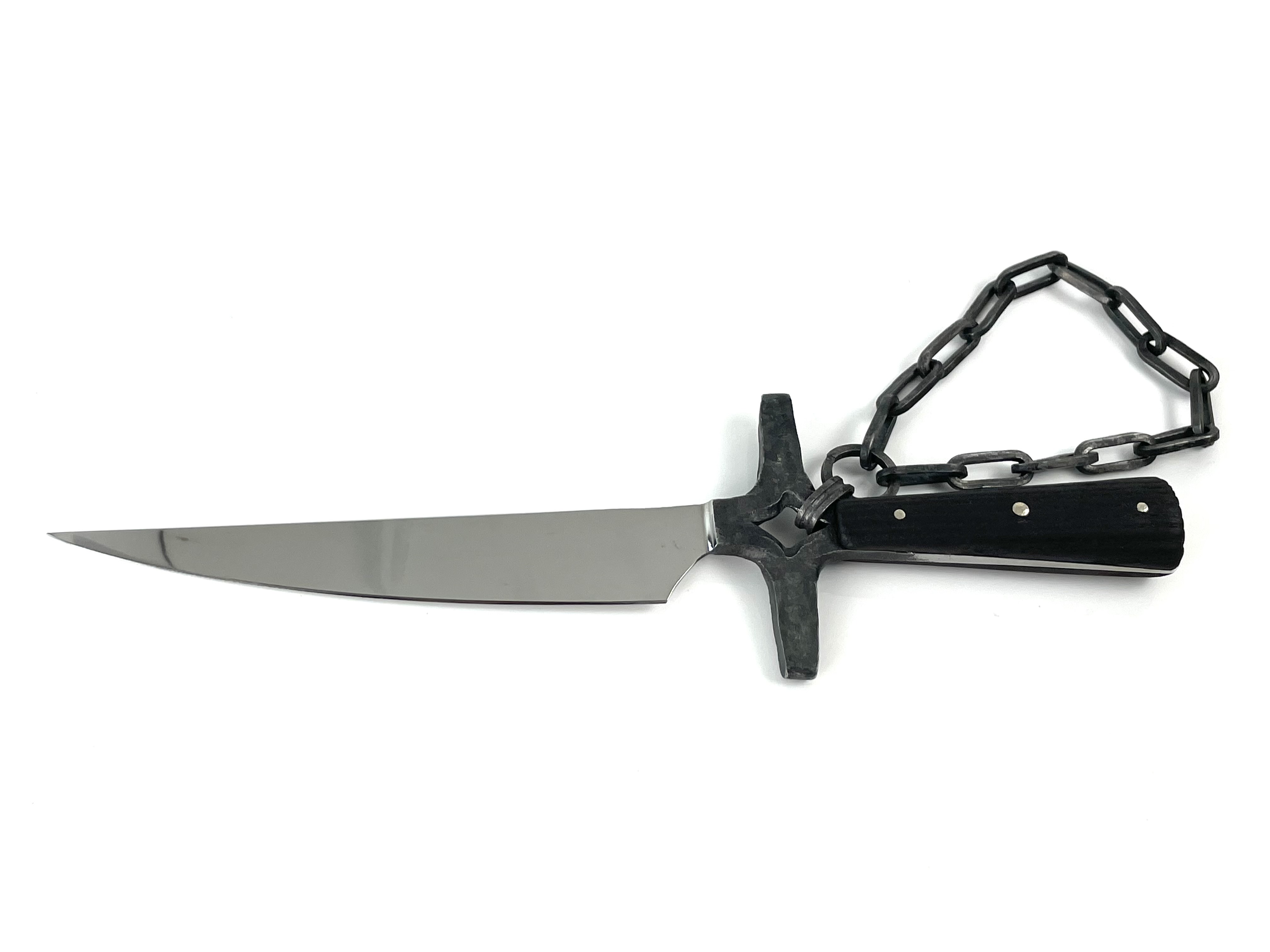 Sword; 52100 steel, mild steel, nickel, wood; 2024