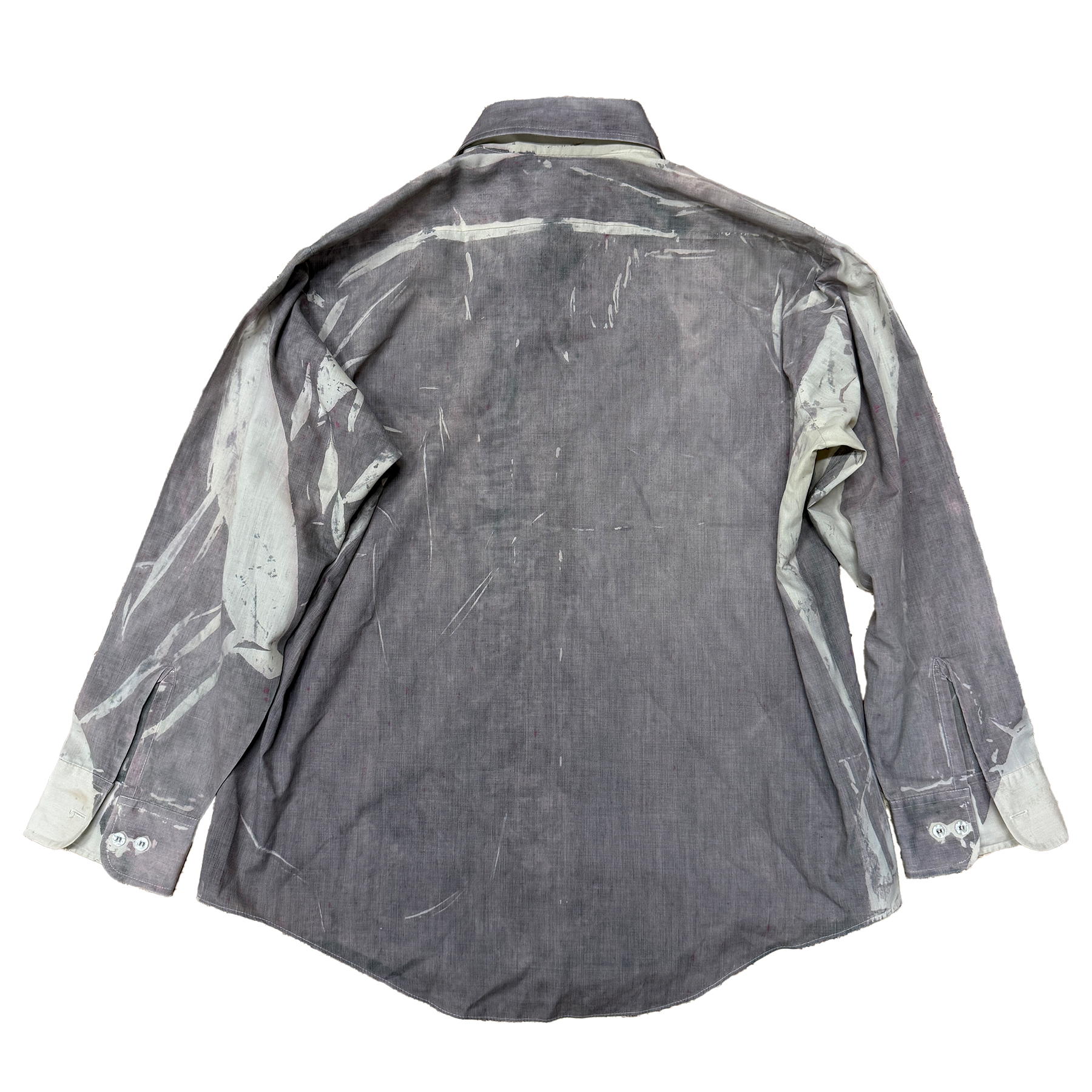 reclaimed vintage dress shirt allover printed with textile dye
