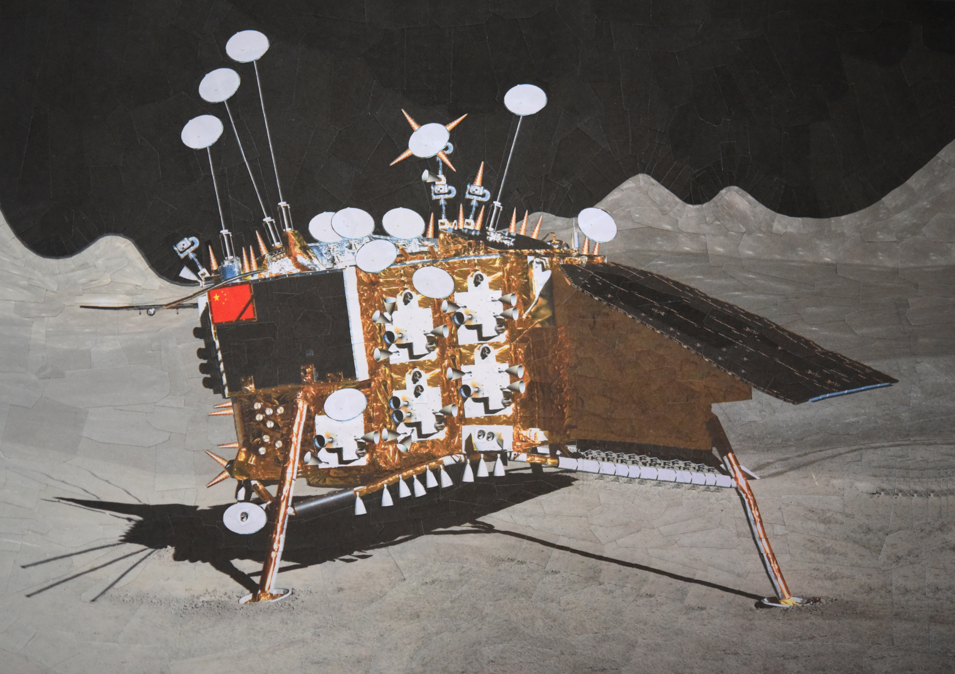 Chang'e 4 lander, dark side of the moon, 2019, 11.6 x 8.2 inches