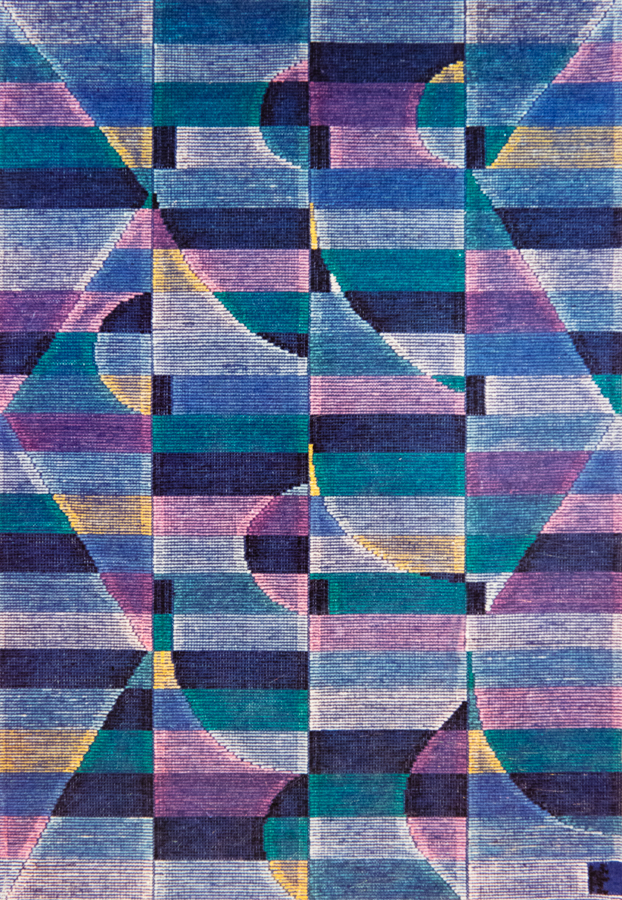 Handwoven wool rug. Serial production. 1990's