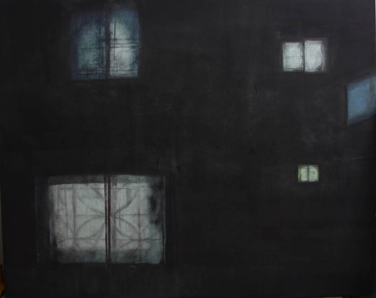 밤  Korean Ink, Korean paint, on Korean paper 130x163cm 2013