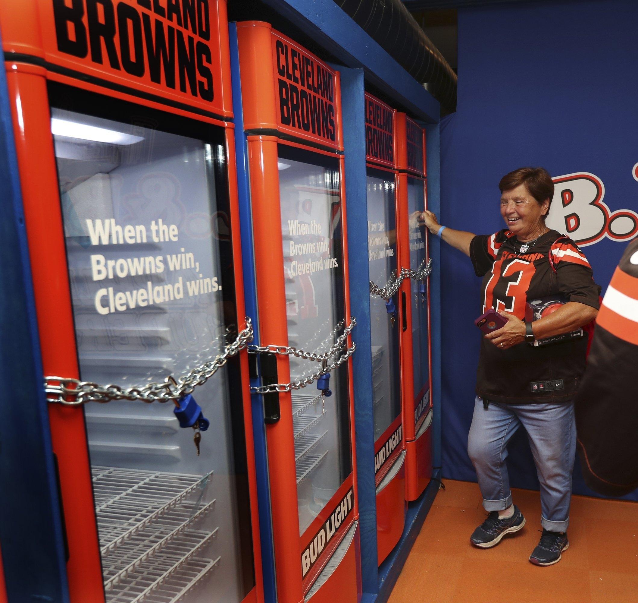 See sneak peek video of Browns Bud Light Victory Fridges at noon