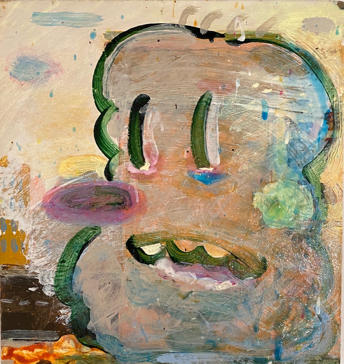 Moon Golf, 2022, Acrylic on panel, 11.5 x 10.5 in.