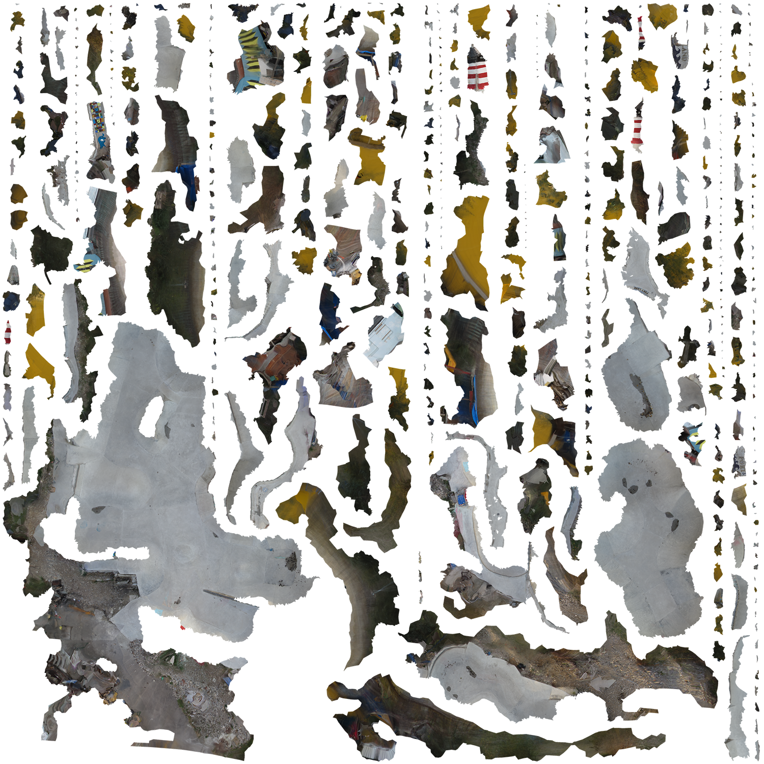 Unwrapped: concrete terrain texture, unwrapped and flattened, Dreiländereck, Basel CH