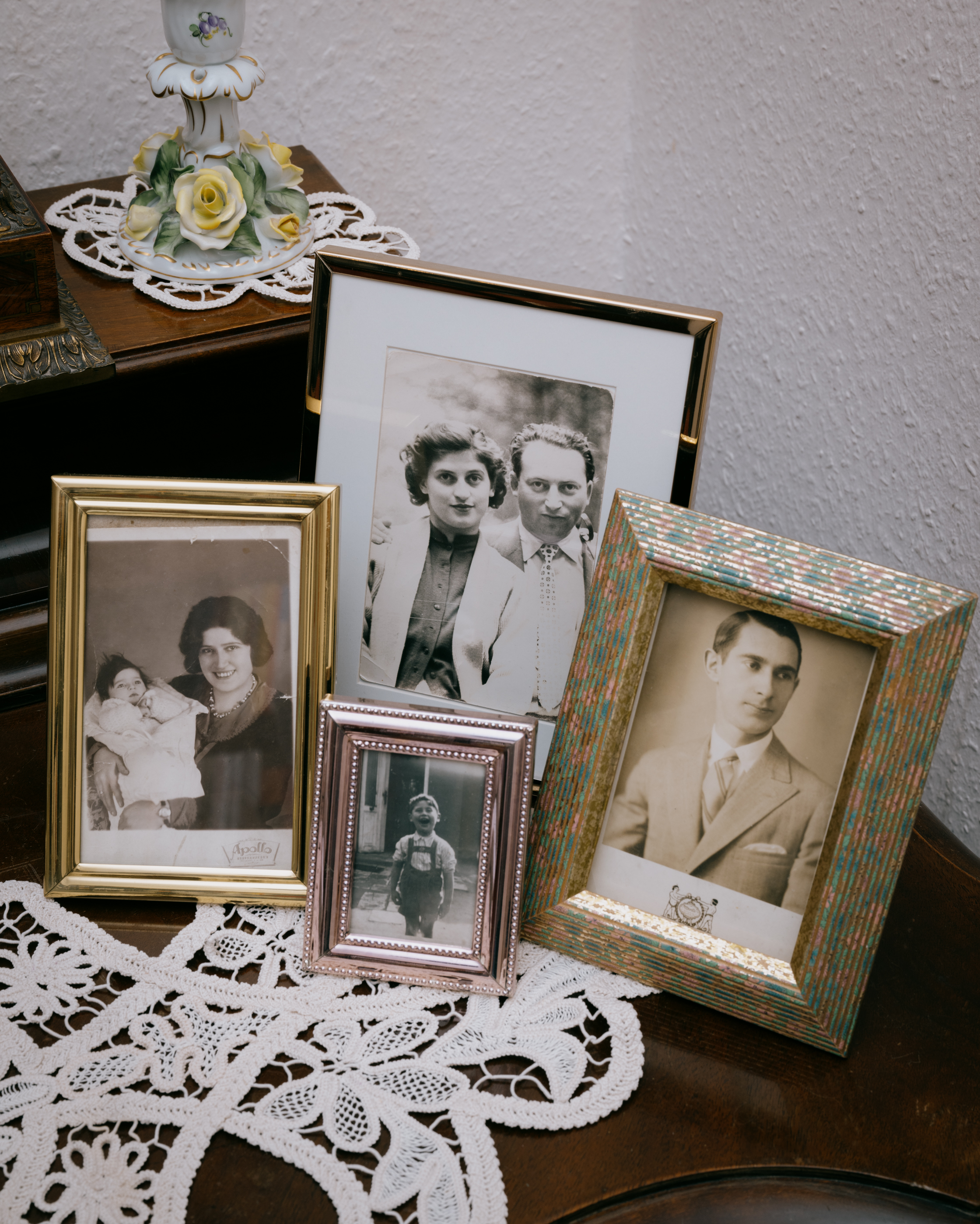 On a chest of drawers in Eva Szepesi's flat are pictures of her family, who were murdered during the Holocaust